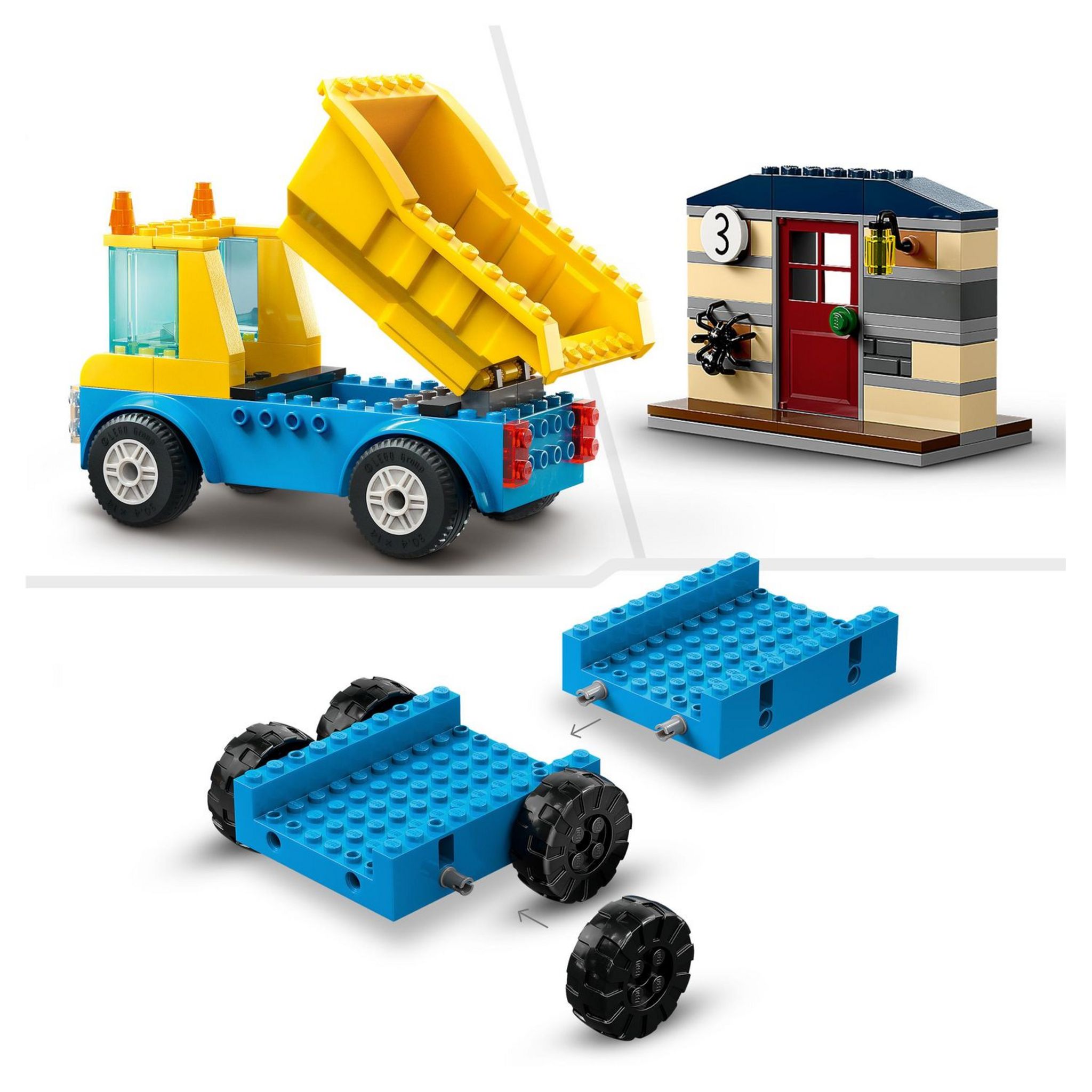 Voir la diapositive 5 : LEGO City 60391 - Les Camions de Chantier et la Grue à Boule de Démolition, Jouet de Construction avec Pelleteuse, Benne et Engin de Transport