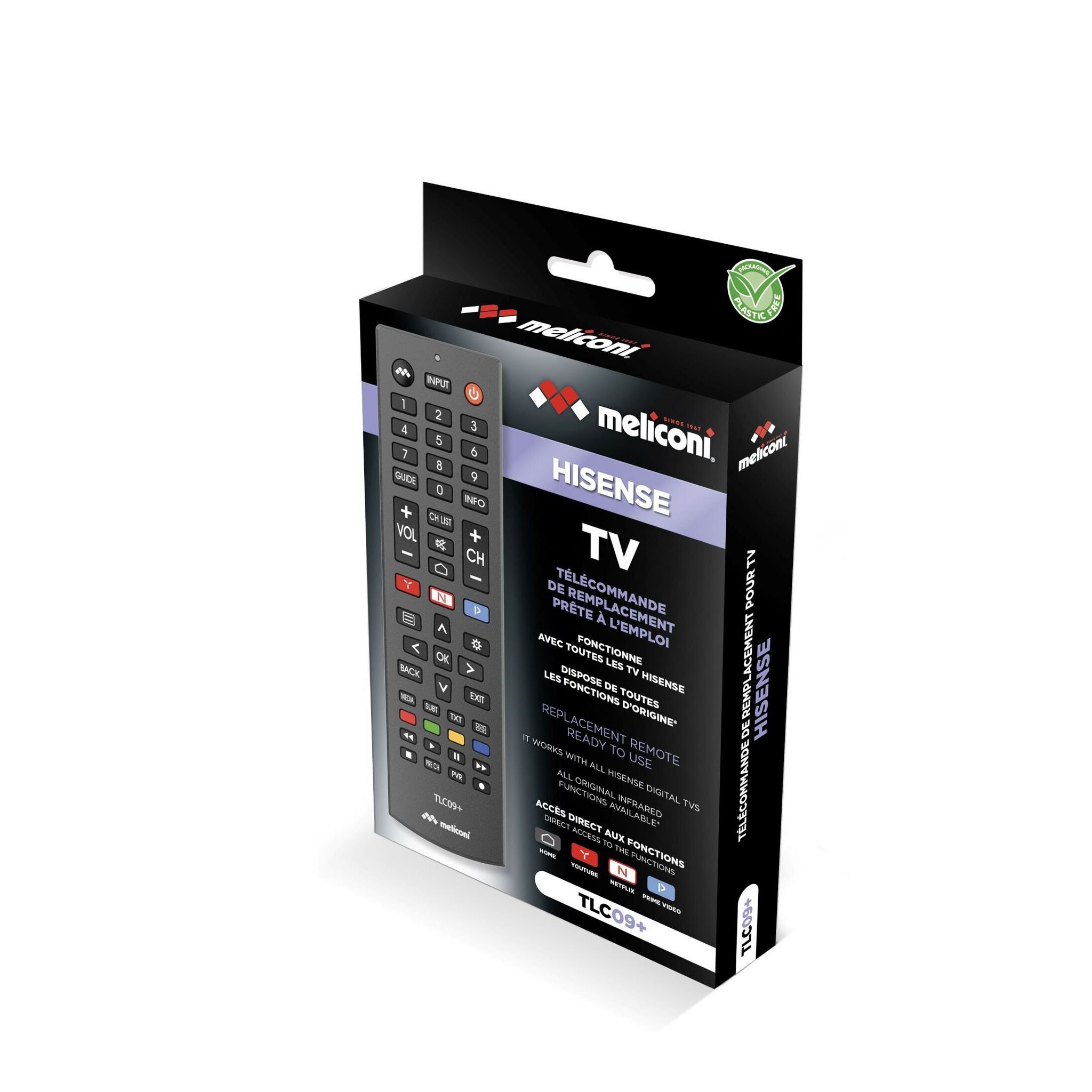 Voir la diapositive 2 : MELICONI Télécommande pour Hisense TLC09+