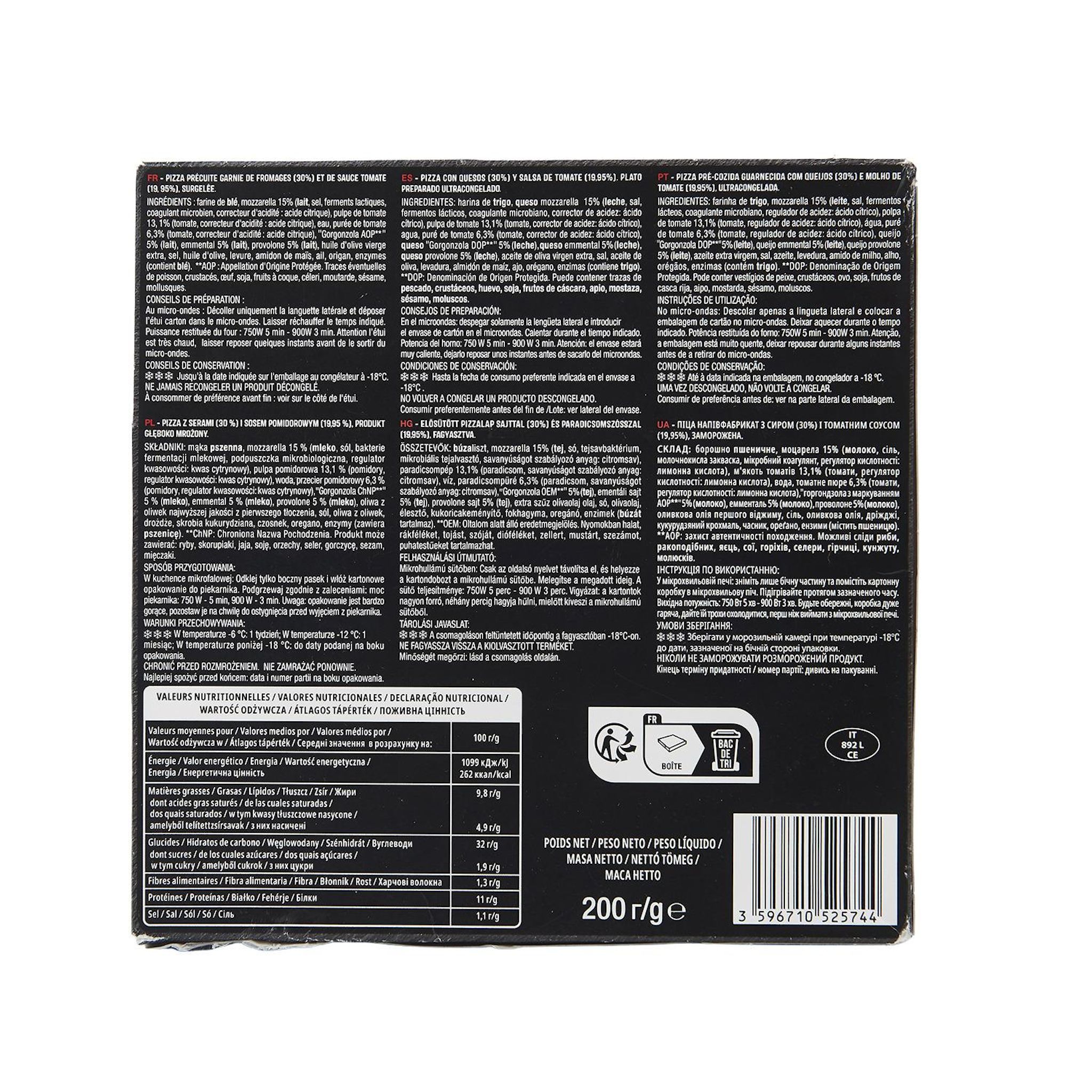 Voir la diapositive 2 : AUCHAN Pizza 4 fromages 200g