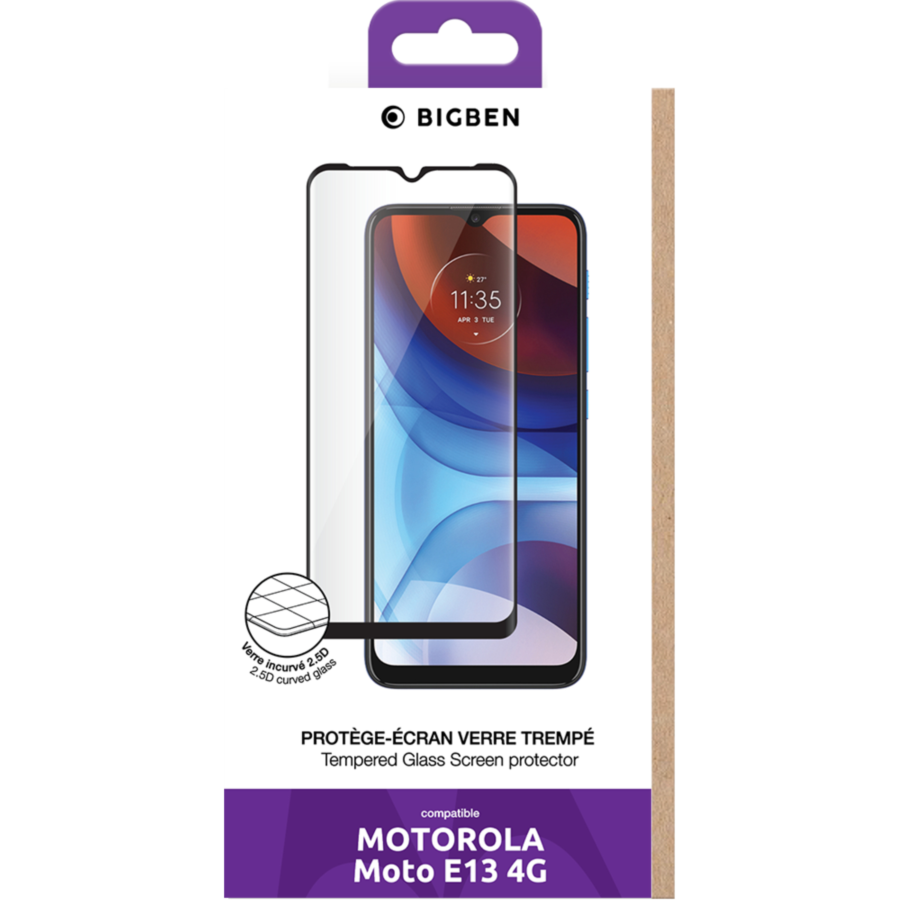 Voir la diapositive 2 : BIGBEN Verre trempé pour Motorola E13 4G - Transparent