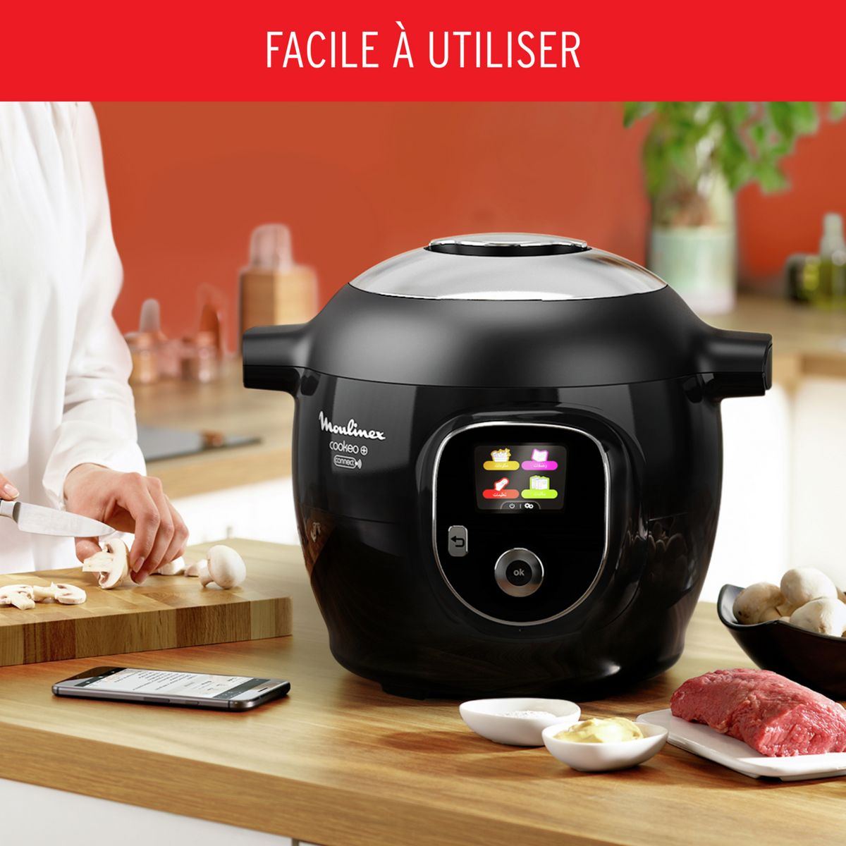 MOULINEX Multicuiseur intelligent Cookeo connecté CE867810 - Noir