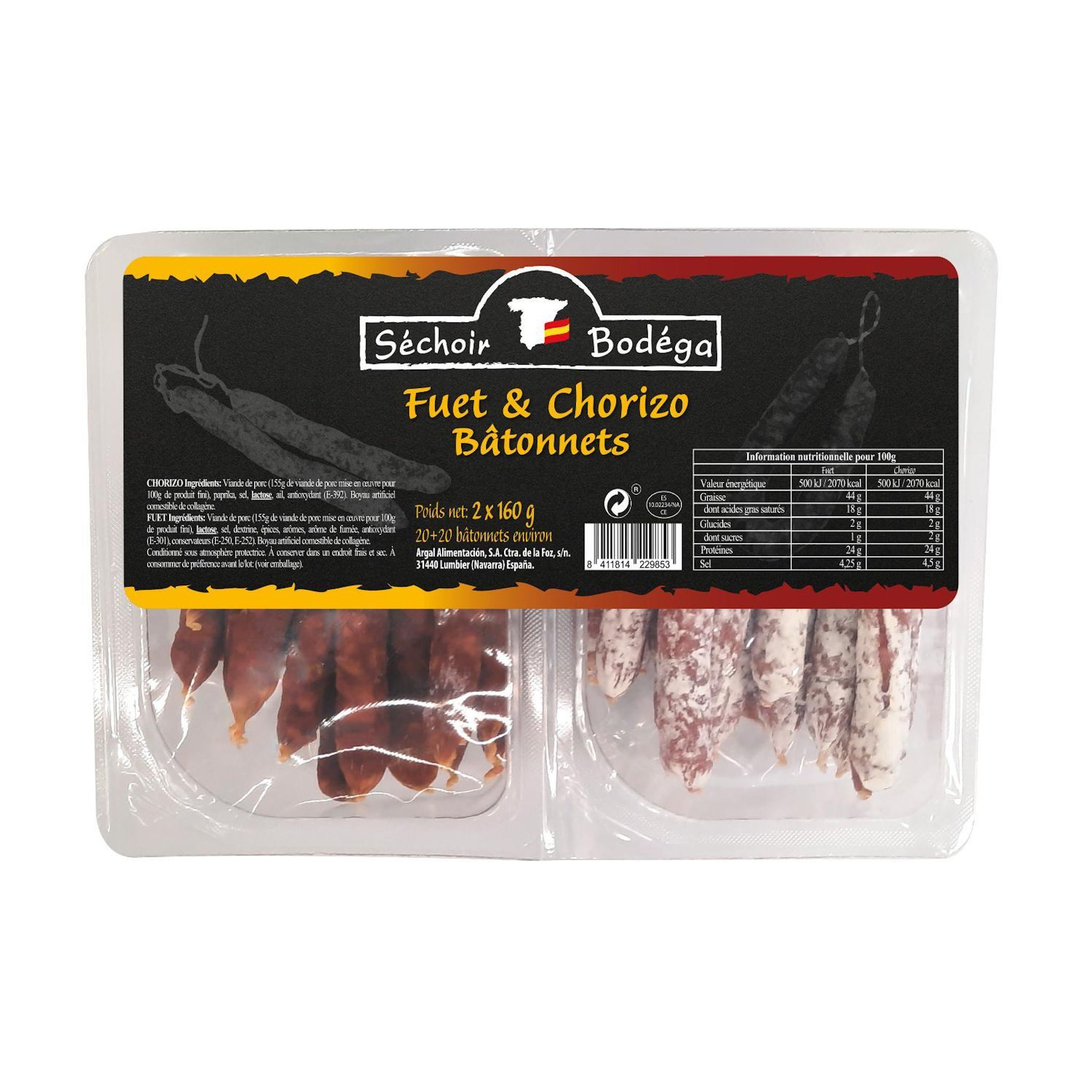 SECHOIR BODEGA Bâtonnet fuet chorizo snack 320g