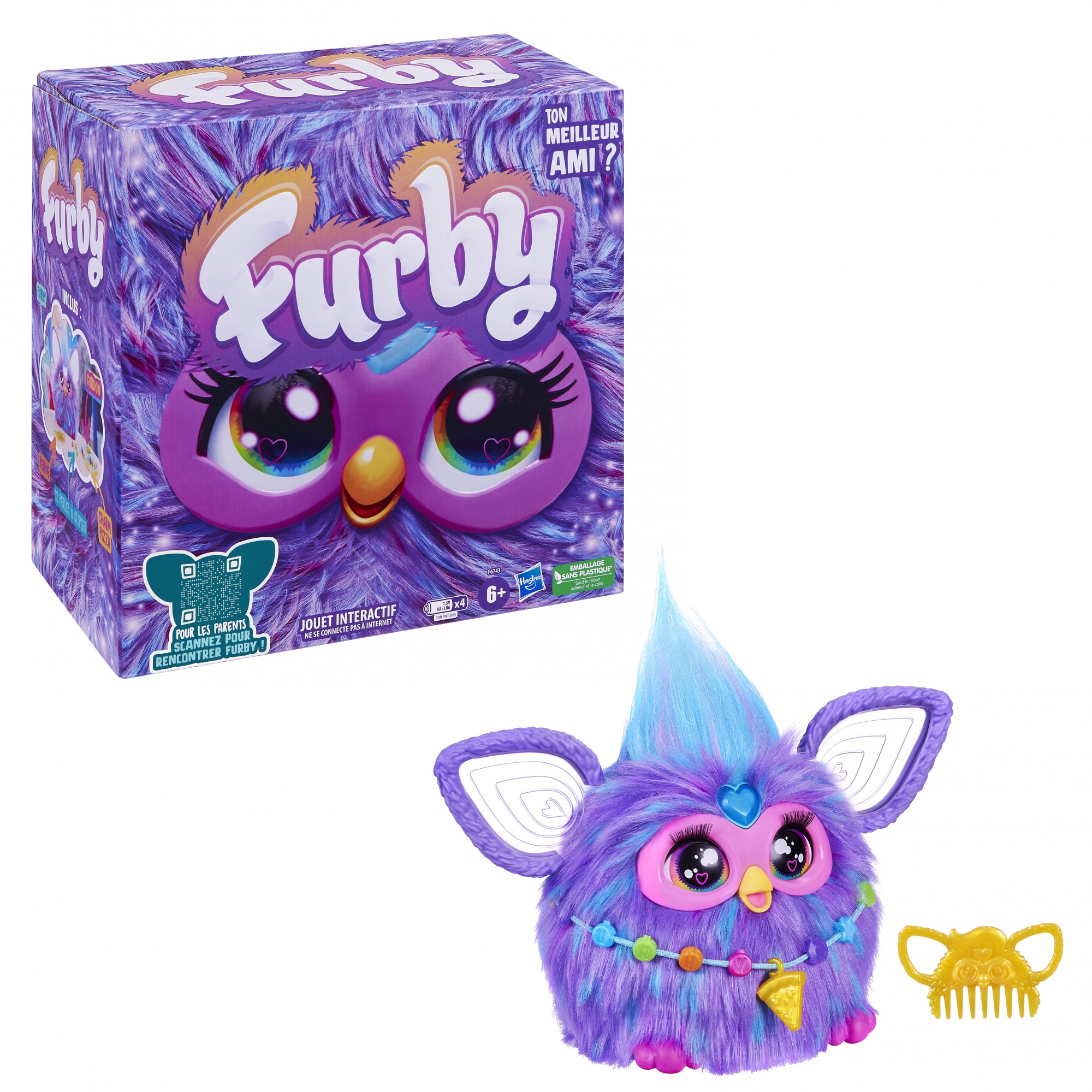 Voir la diapositive 3 : HASBRO Peluche Interactive Furby - Violet
