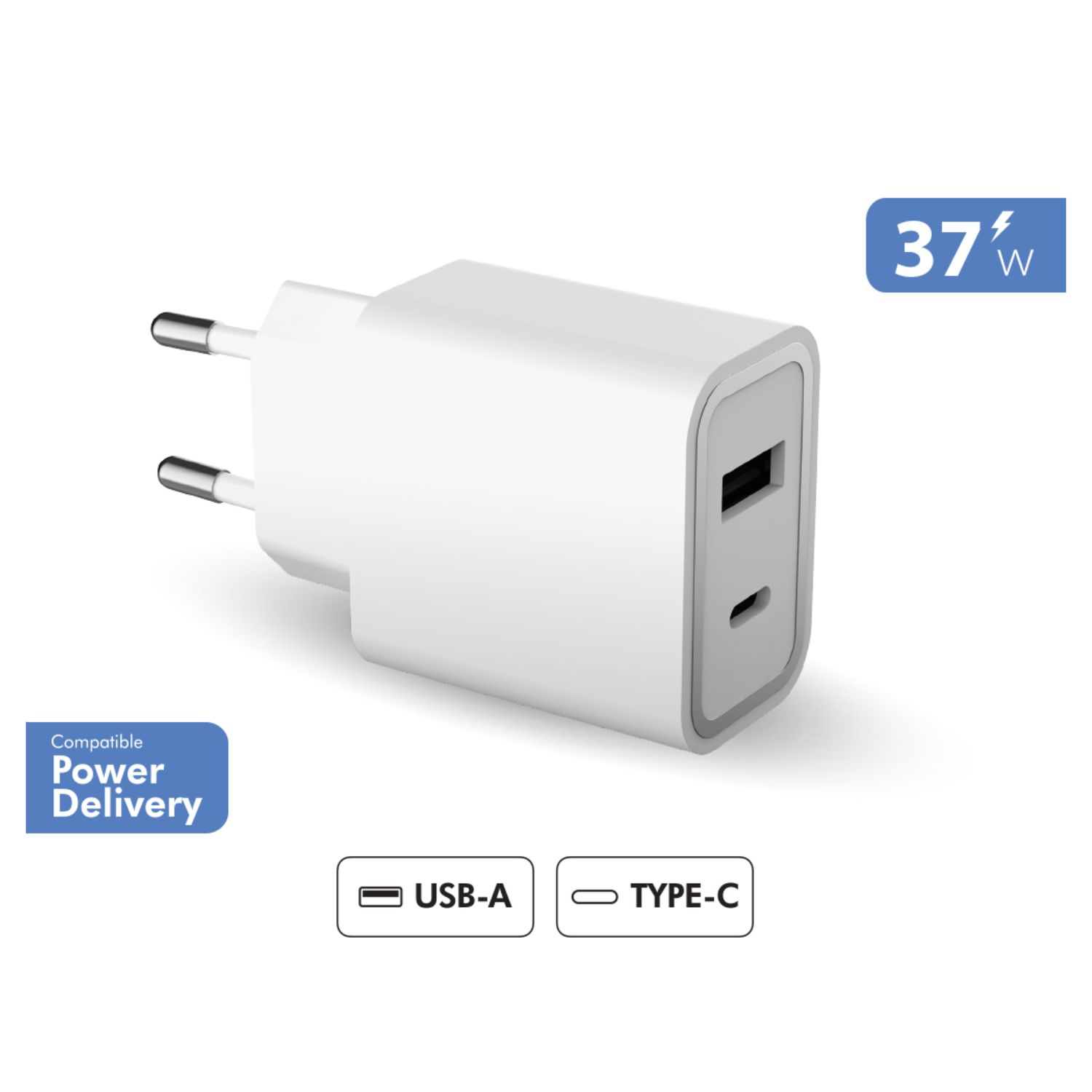 Voir la diapositive 2 : BIGBEN Chargeur maison USB A + Câble - Blanc