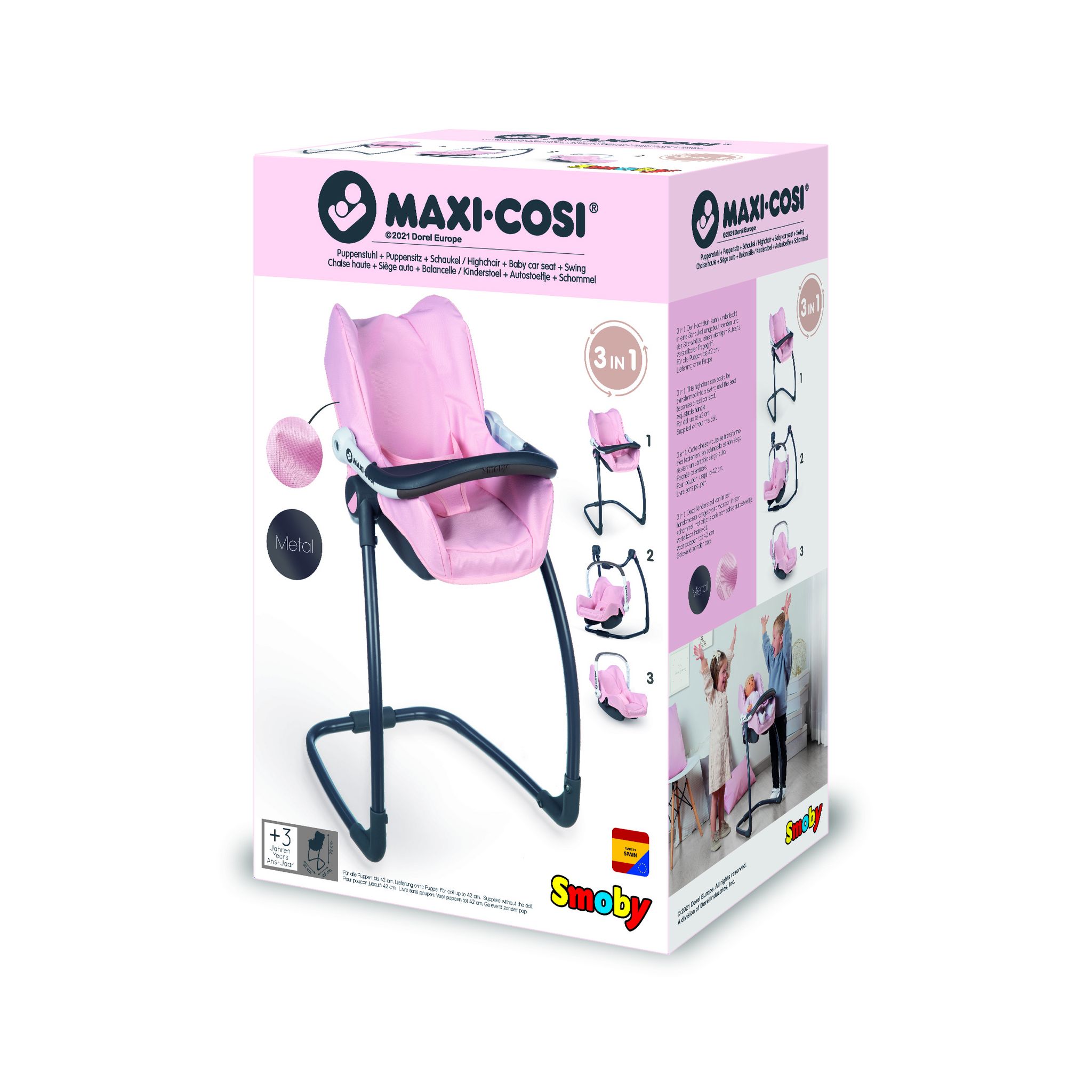 Voir la diapositive 2 : SMOBY Maxicosi siege et chaise haute rose