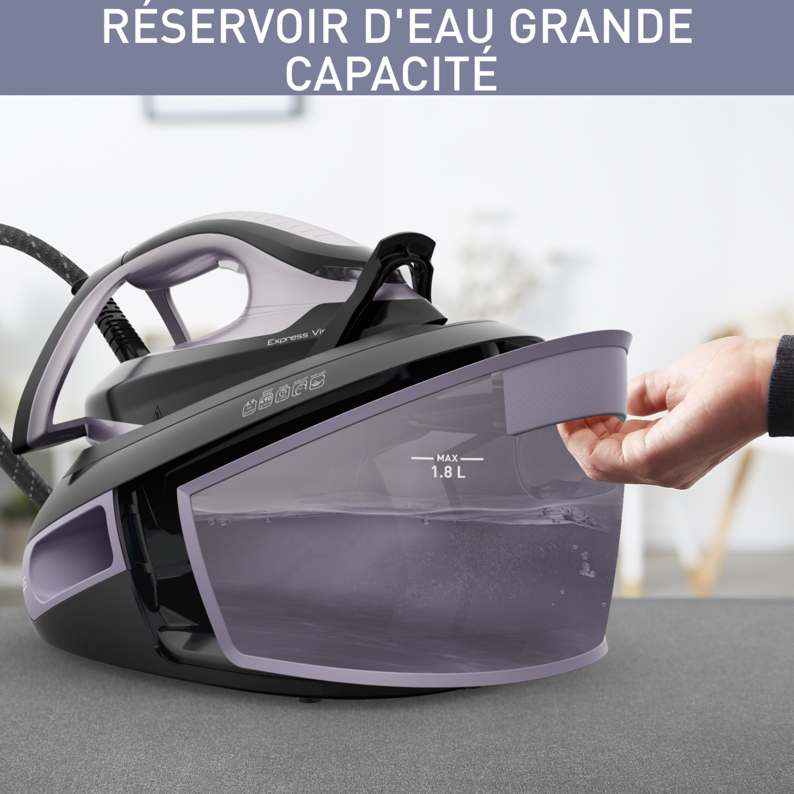 Voir la diapositive 12 : CALOR Centrale vapeur Express Vision SV8150 - Rouge