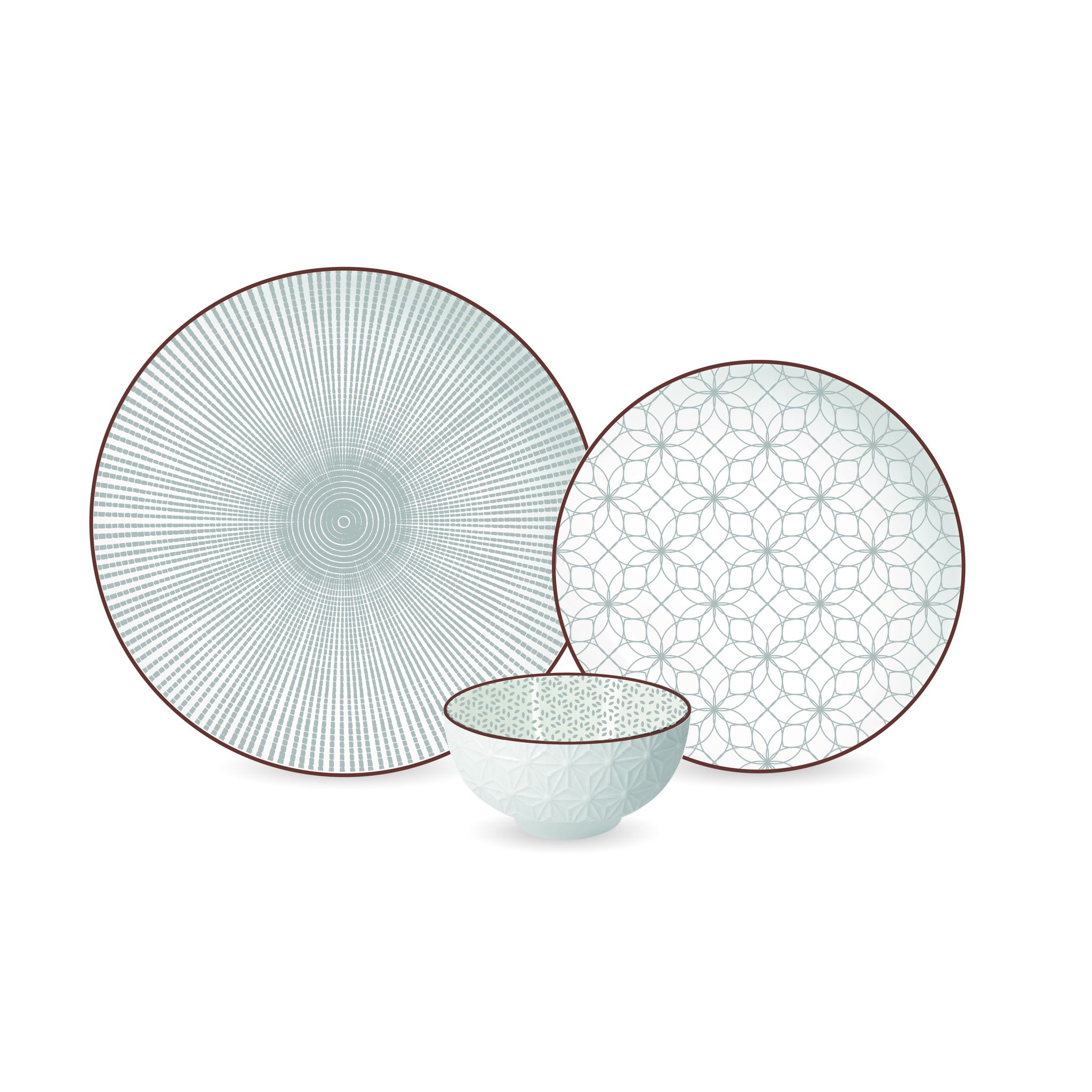 Service d'assiettes porcelaine 18 pièces  KYOTO CALM