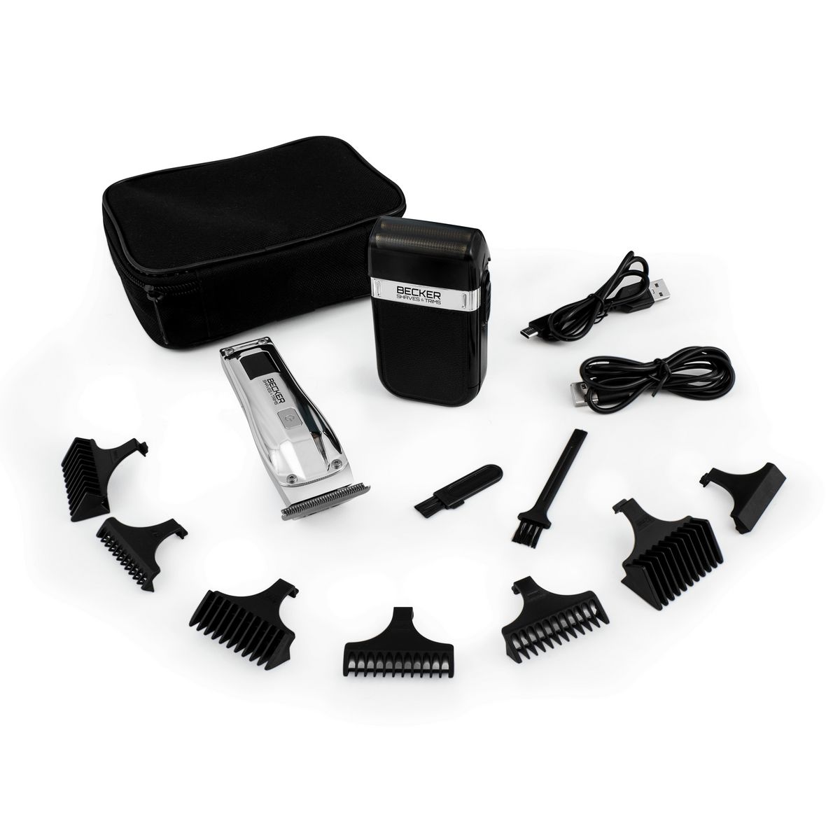 BECKER SHAVES & TRIMS Kit tondeuse er rasoir sans fil SHAVES LAB - Chrome