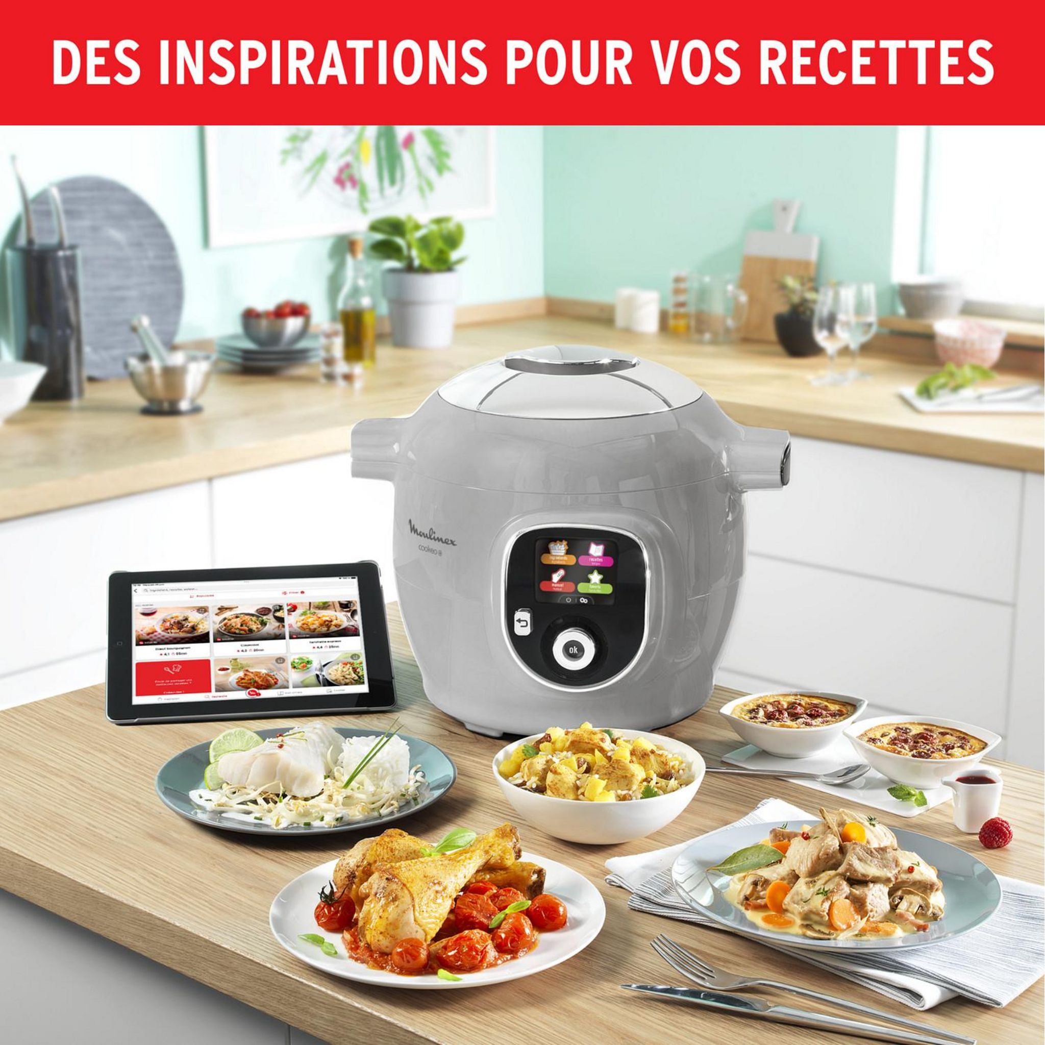 Voir la diapositive 2 : MOULINEX Multicuiseur intelligent Cookeo CE854B10 - Gris