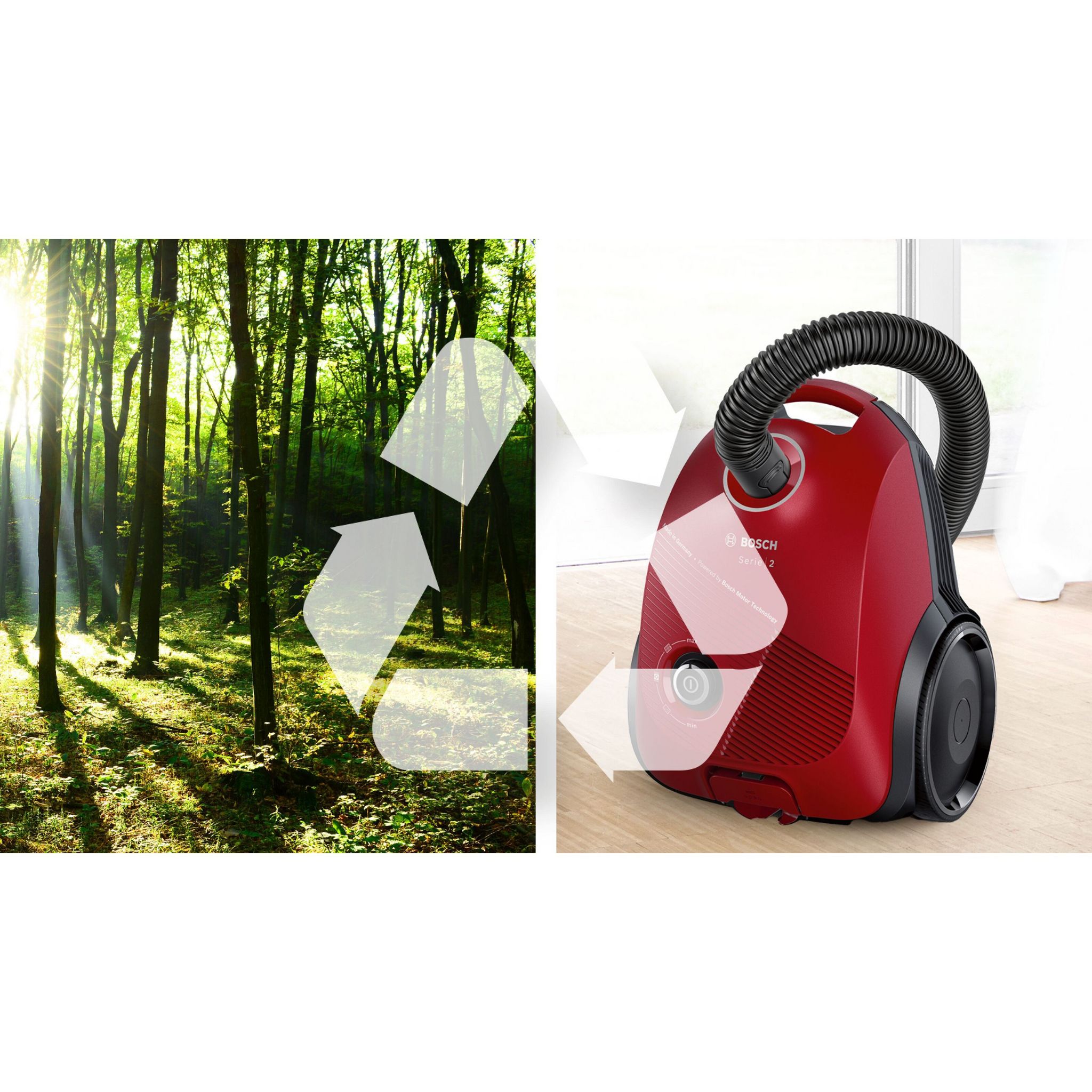 Voir la diapositive 5 : BOSCH Aspirateur traîneau avec sac BGLS2RD1 - Rouge