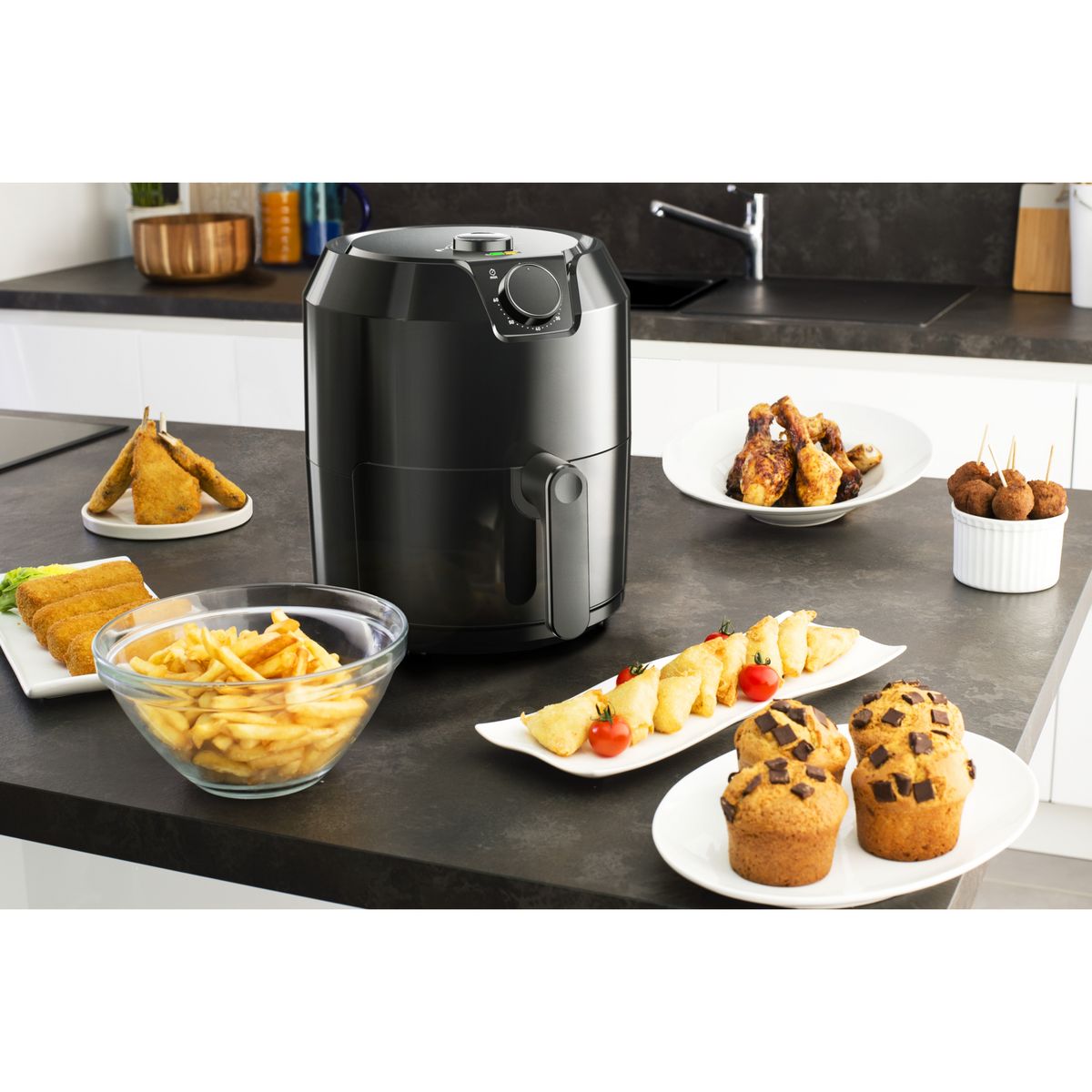 TEFAL Friteuse électrique Air fryer sans huile à air chaud EY201815 - Noir
