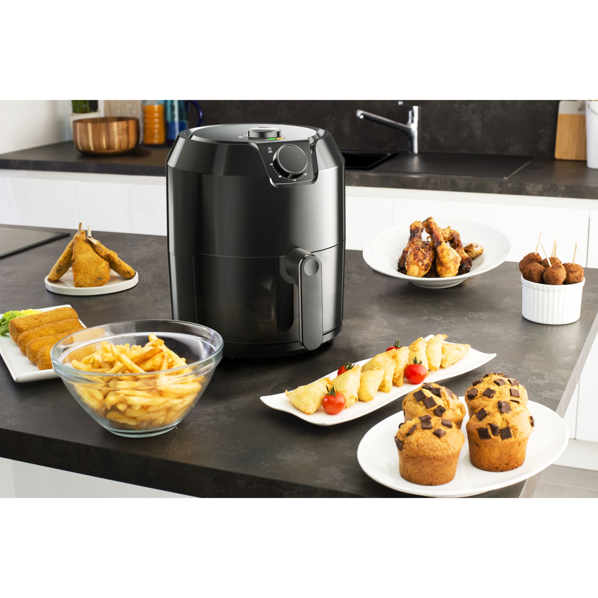 Voir la diapositive 3 : TEFAL Friteuse électrique Air fryer sans huile à air chaud EY201815 - Noir