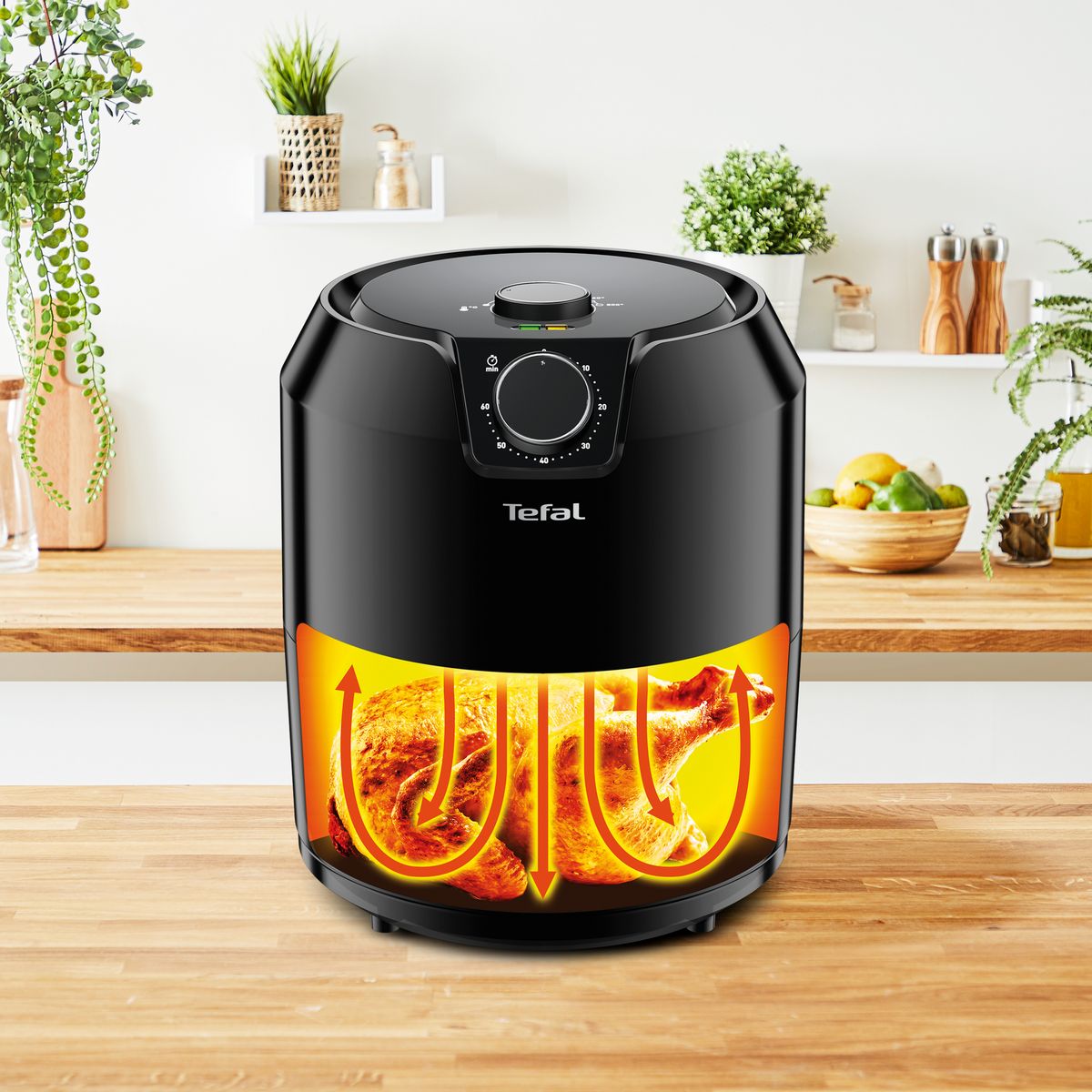 TEFAL Friteuse électrique Air fryer sans huile à air chaud EY201815 - Noir