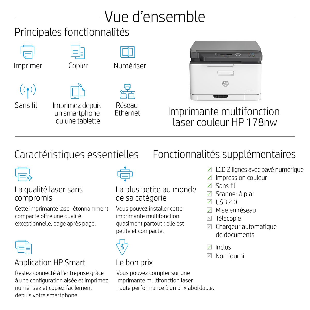 HP Imprimante COLOR LASER MFP 178NW