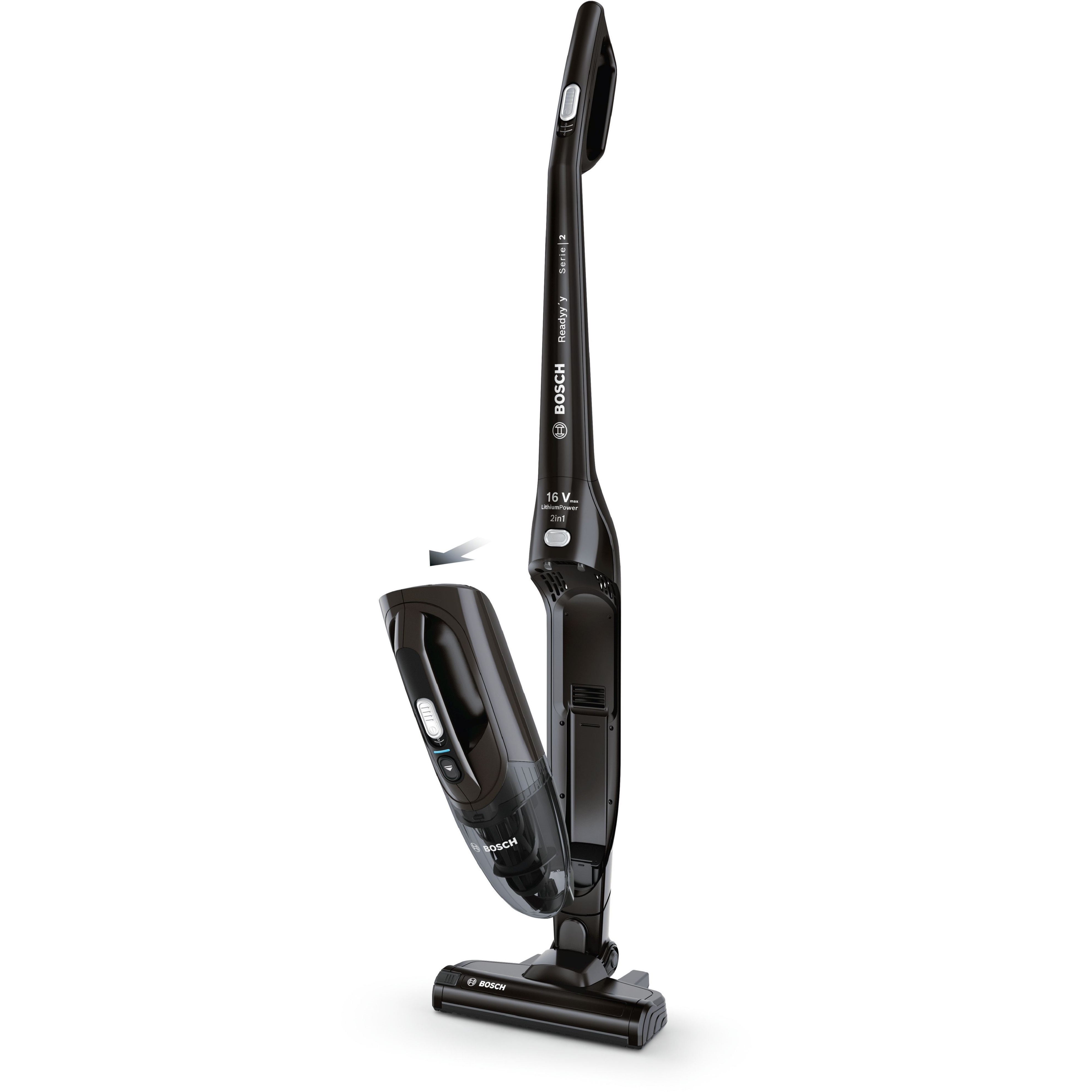 Voir la diapositive 12 : BOSCH Aspirateur balai sans sac 2 en 1 BCHF216B - Noir