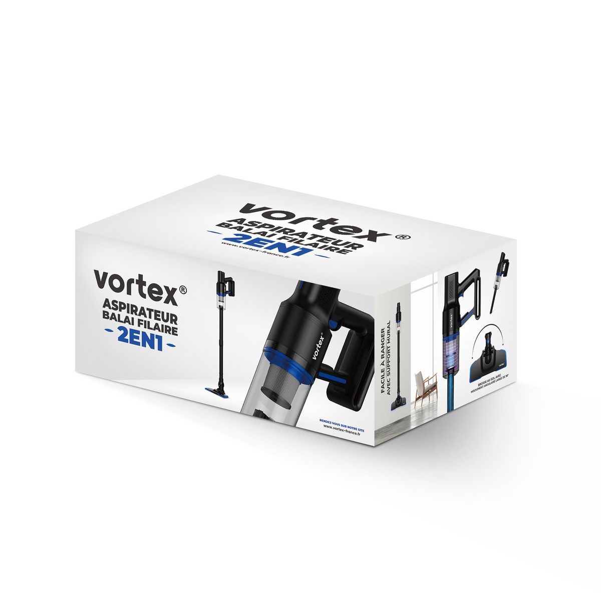 VORTEX Aspirateur balai 2 en 1 filaire F10 - Noir