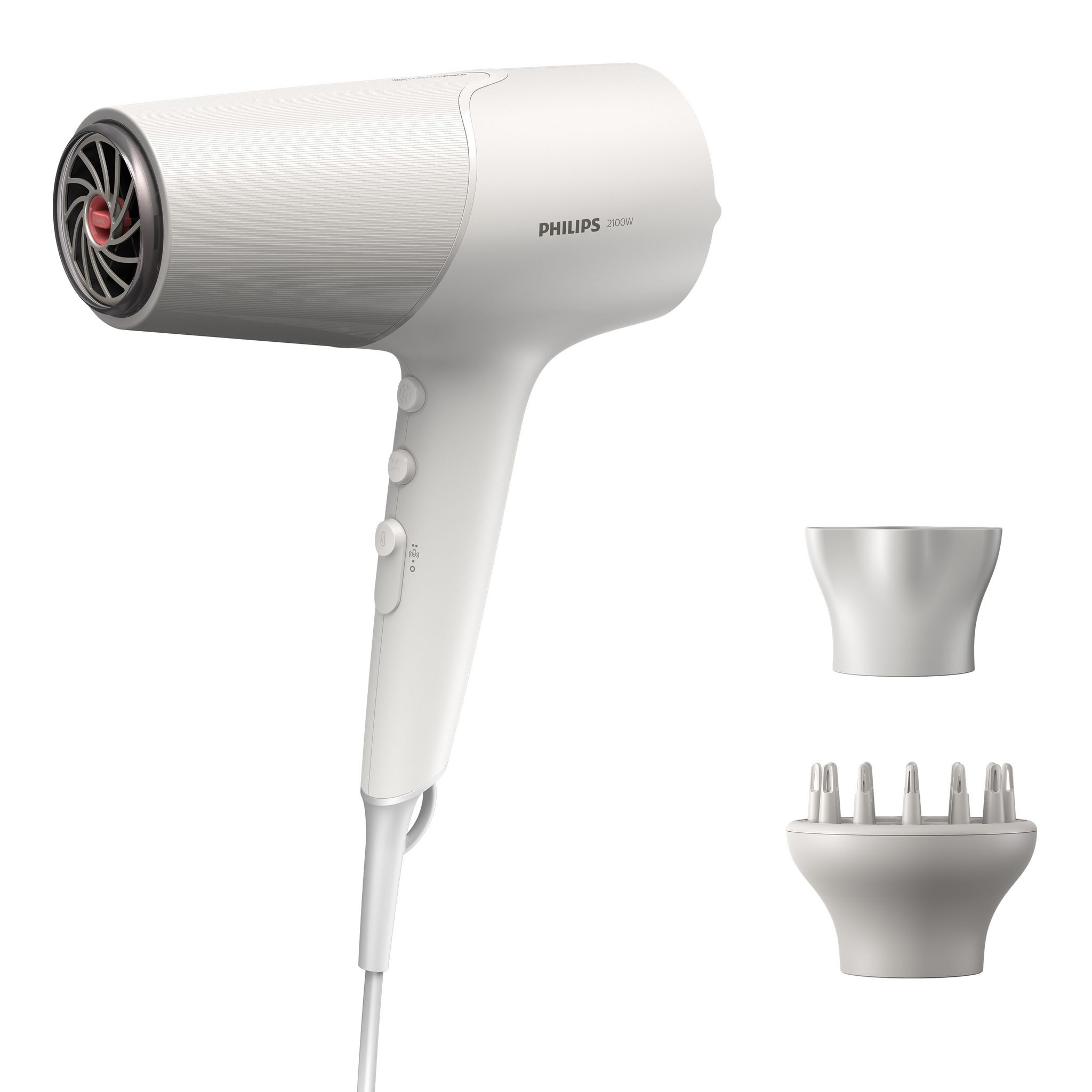 PHILIPS Sèche cheveux avec diffuseur fonction ionique BHD501/20 - Blanc