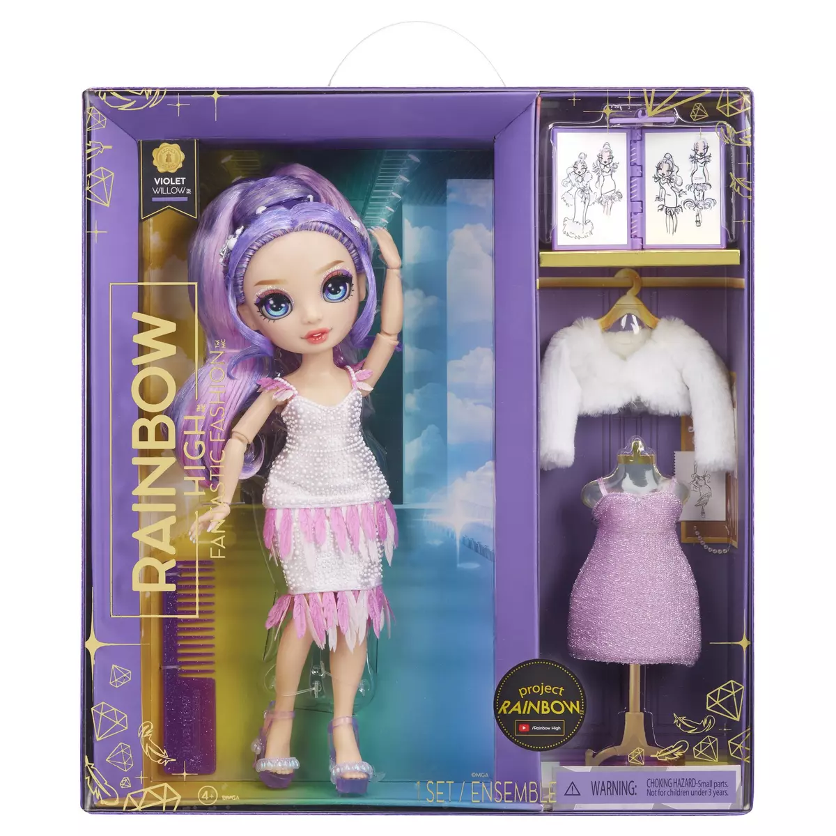 MGA Poupée Rainbow High Fantastic Fashion Doll - Violet Mannequin