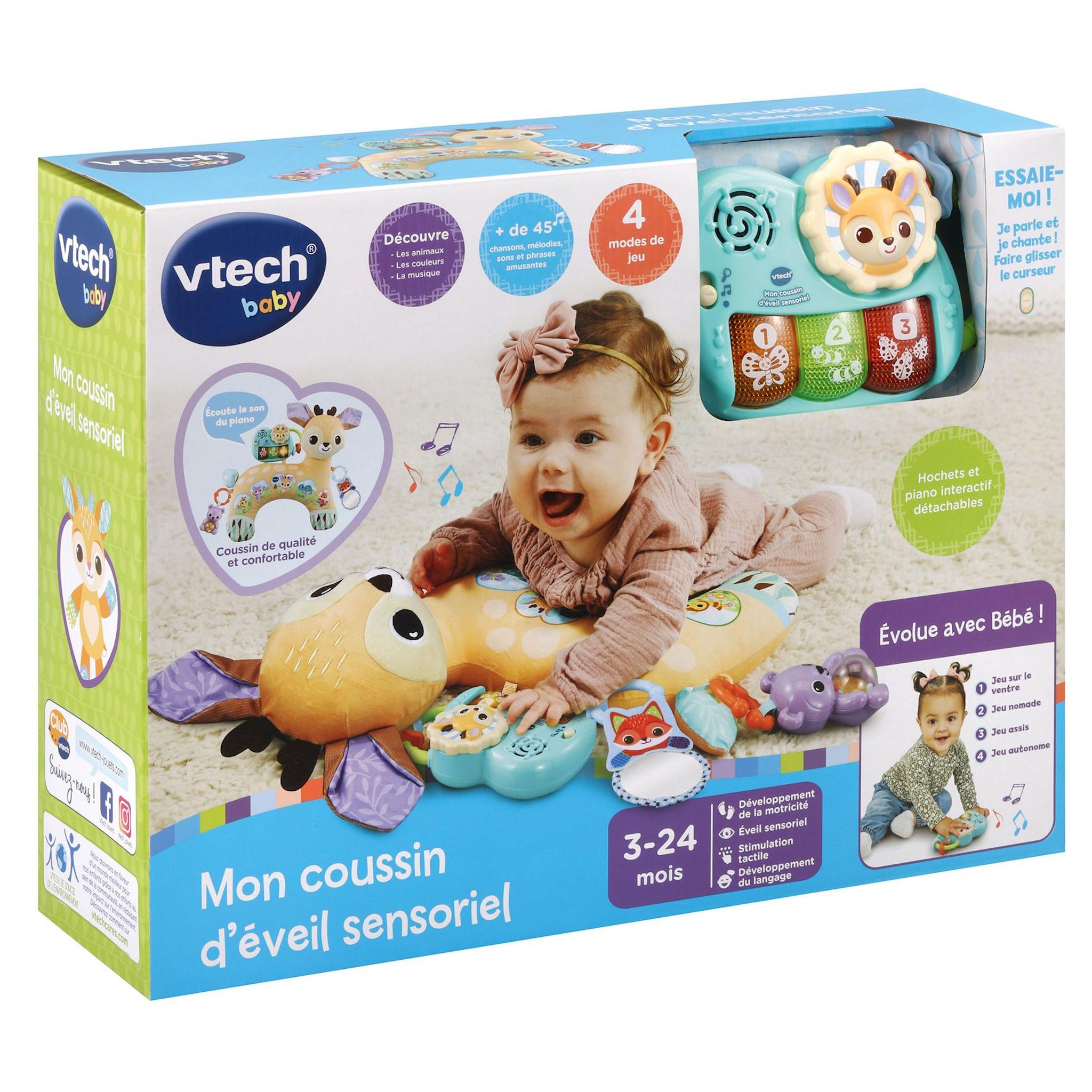 Voir la diapositive 4 : VTECH Mon Coussin D'éveil Sensoriel
