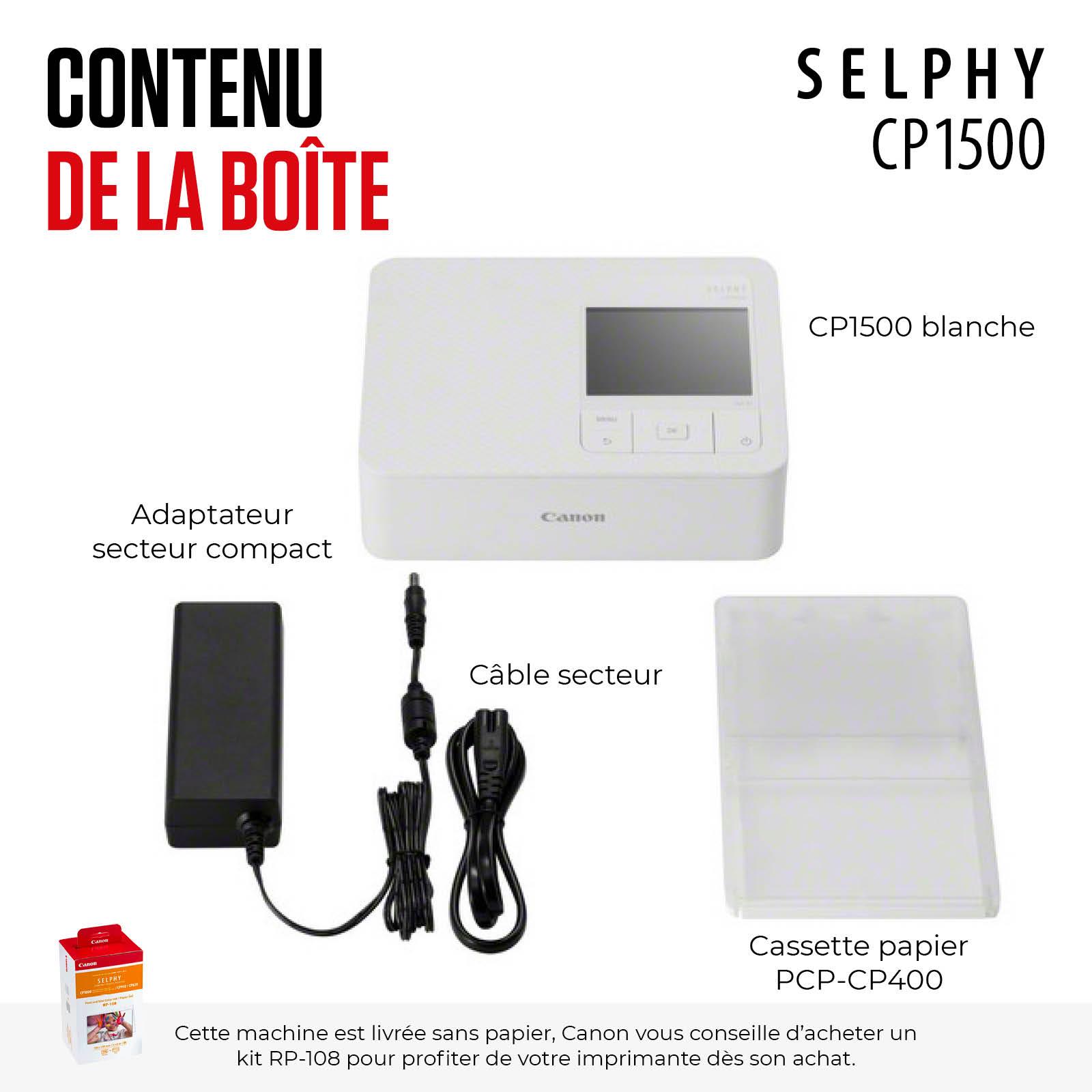 Voir la diapositive 6 : CANON Imprimante photo portable SELPHY CP1500 - Blanche