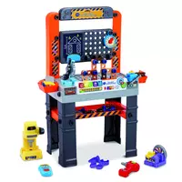 HOMCOM Établi et outils pour enfant de 3 à 6 ans jeu de bricolage jeu  d'imitation 31 accessoires avec étagère d'outil