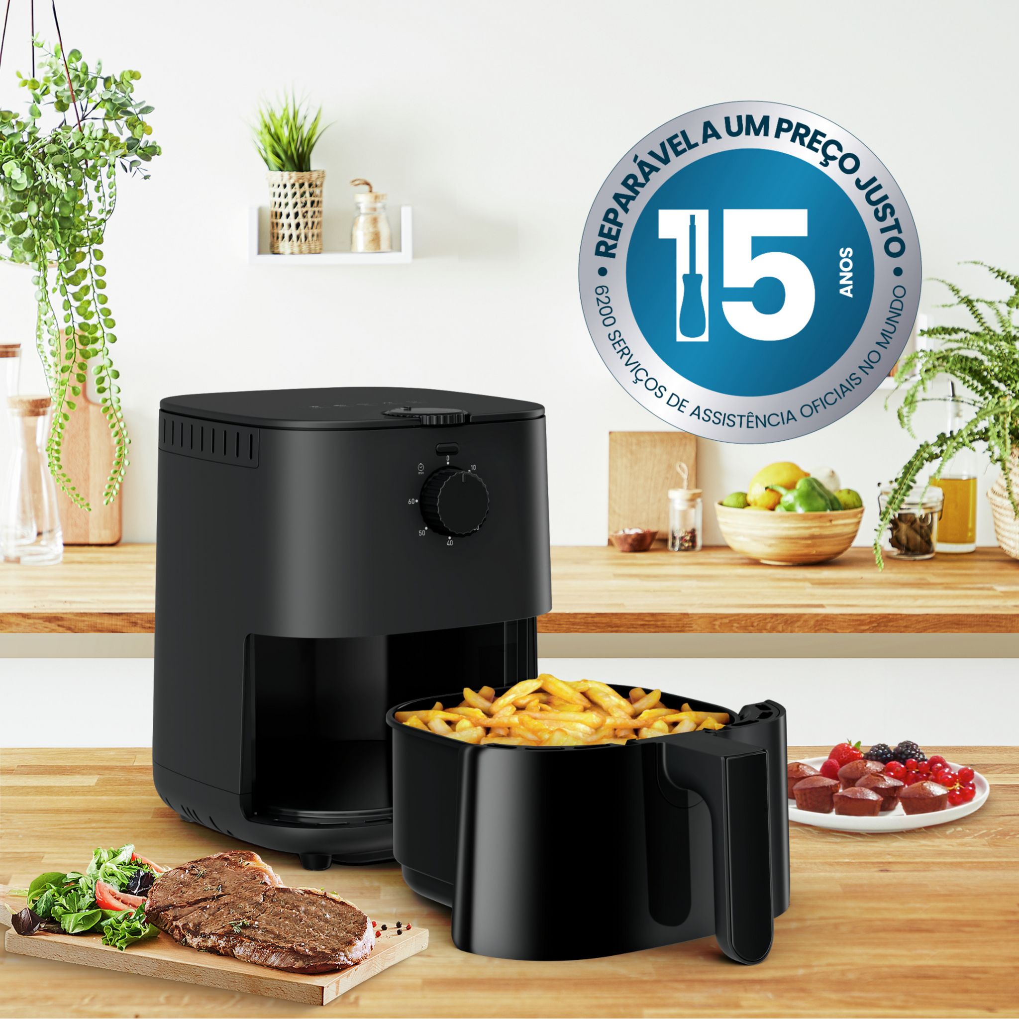 Voir la diapositive 7 : MOULINEX Friteuse électrique sans huile à air chaud EZ130810 - Noir
