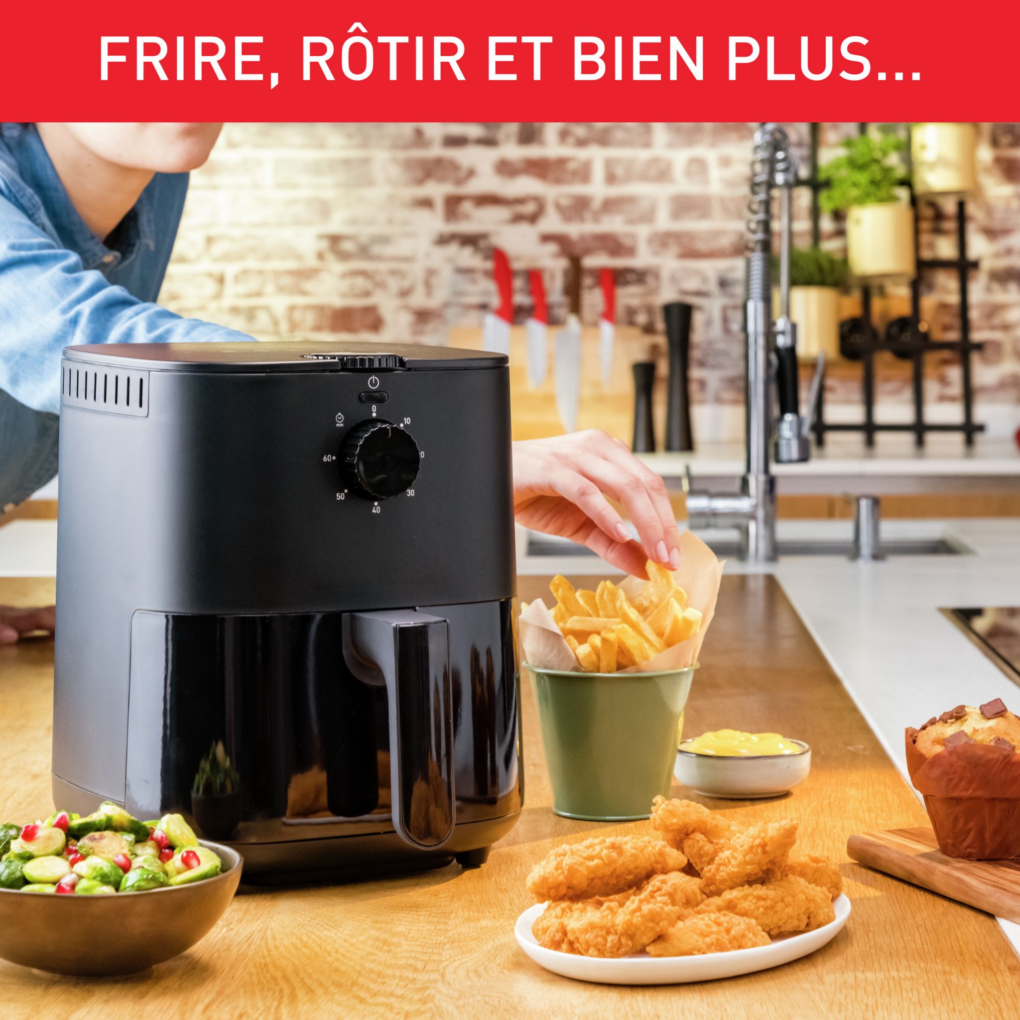 Voir la diapositive 9 : MOULINEX Friteuse électrique sans huile à air chaud EZ130810 - Noir