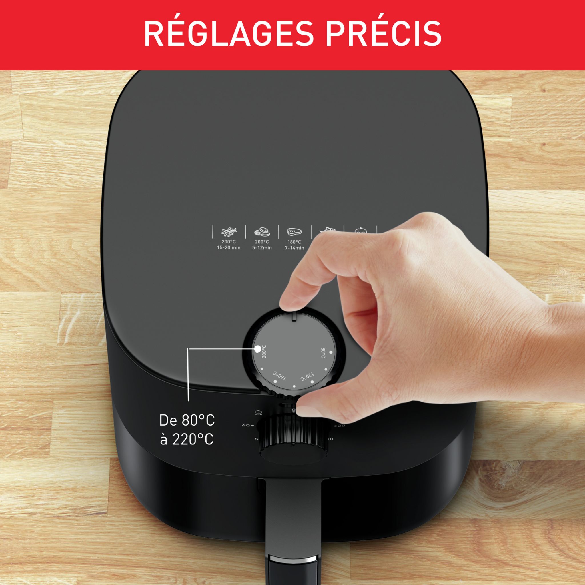 Voir la diapositive 10 : MOULINEX Friteuse électrique sans huile à air chaud EZ130810 - Noir