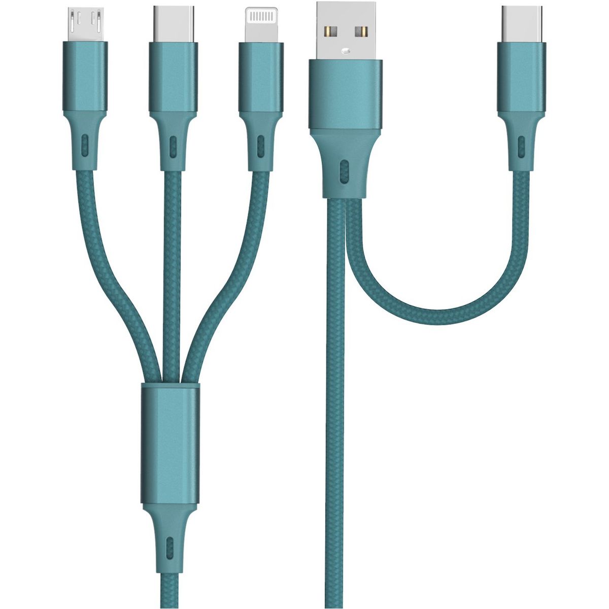 QILIVE Câble de charge Lightning / Micro/USB / USB C - Bleu