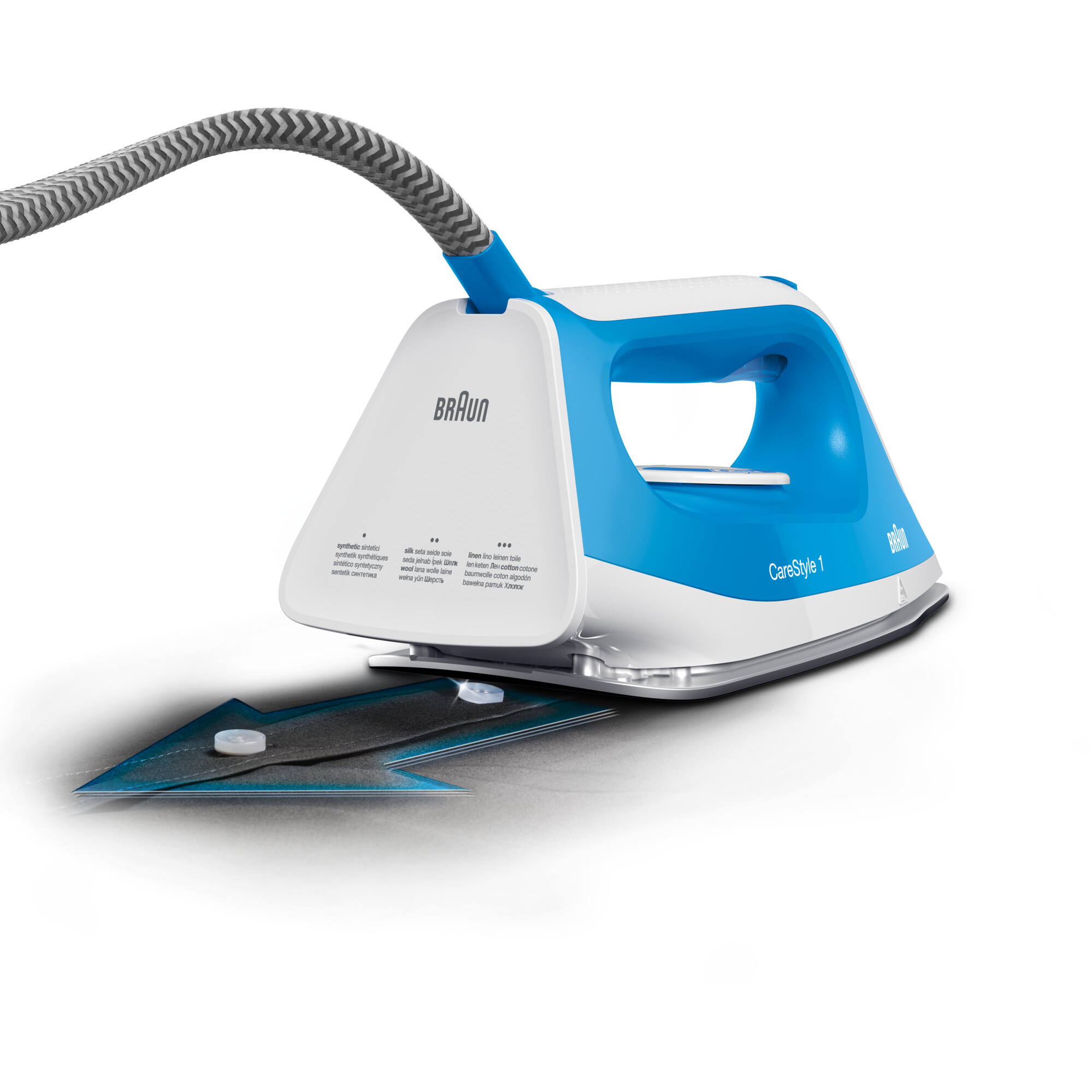 Voir la diapositive 2 : BRAUN Centrale vapeur IS1012BL - Blanc et bleu