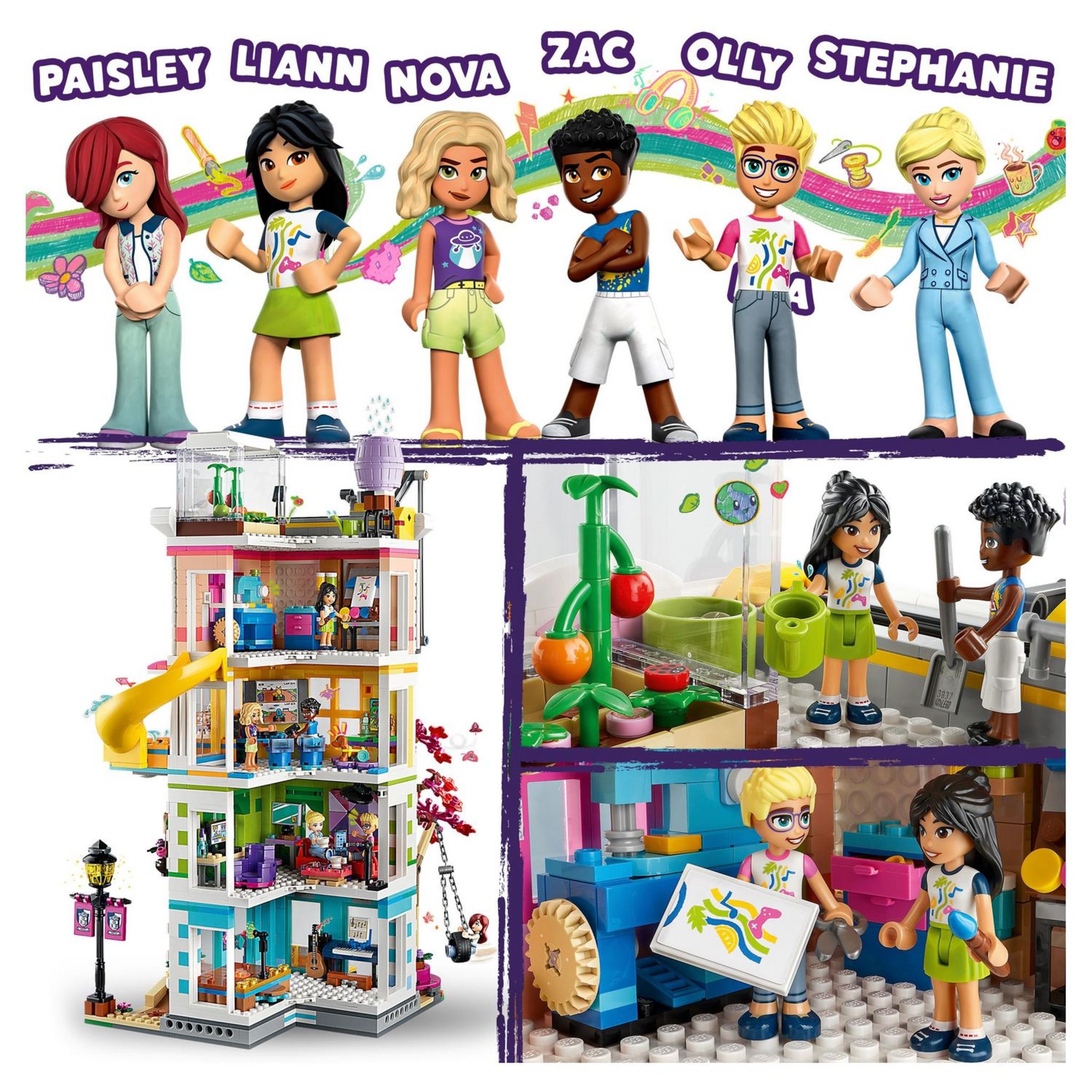 Voir la diapositive 6 : LEGO Friends 41748 - Le Centre Collectif de Heartlake City, Jouet Modulaire avec Studios d'Art et d'Enregistrement, Salle de Jeux, Pickle le Chien et Plus