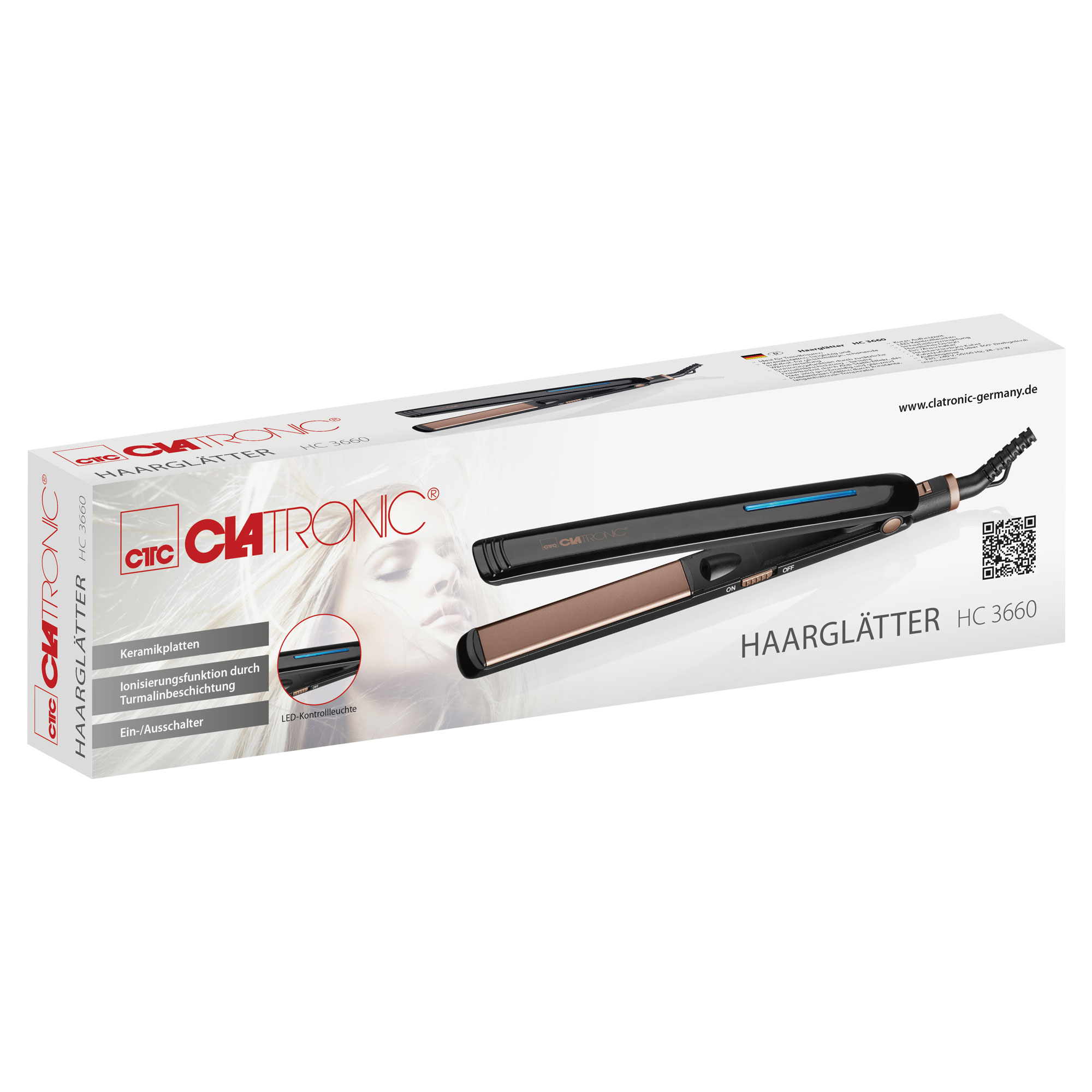 Voir la diapositive 2 : CLATRONIC Lisseur tourmaline HC 3660 - Noir