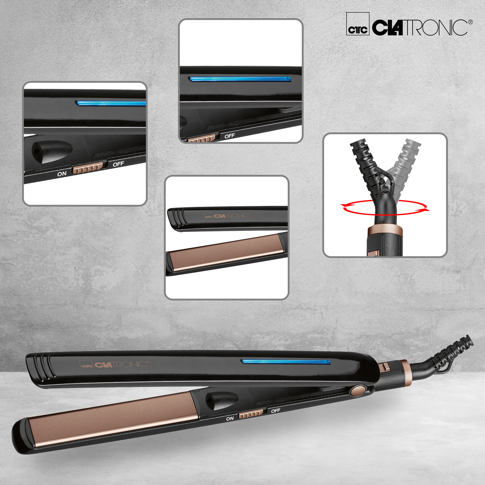 Voir la diapositive 4 : CLATRONIC Lisseur tourmaline HC 3660 - Noir