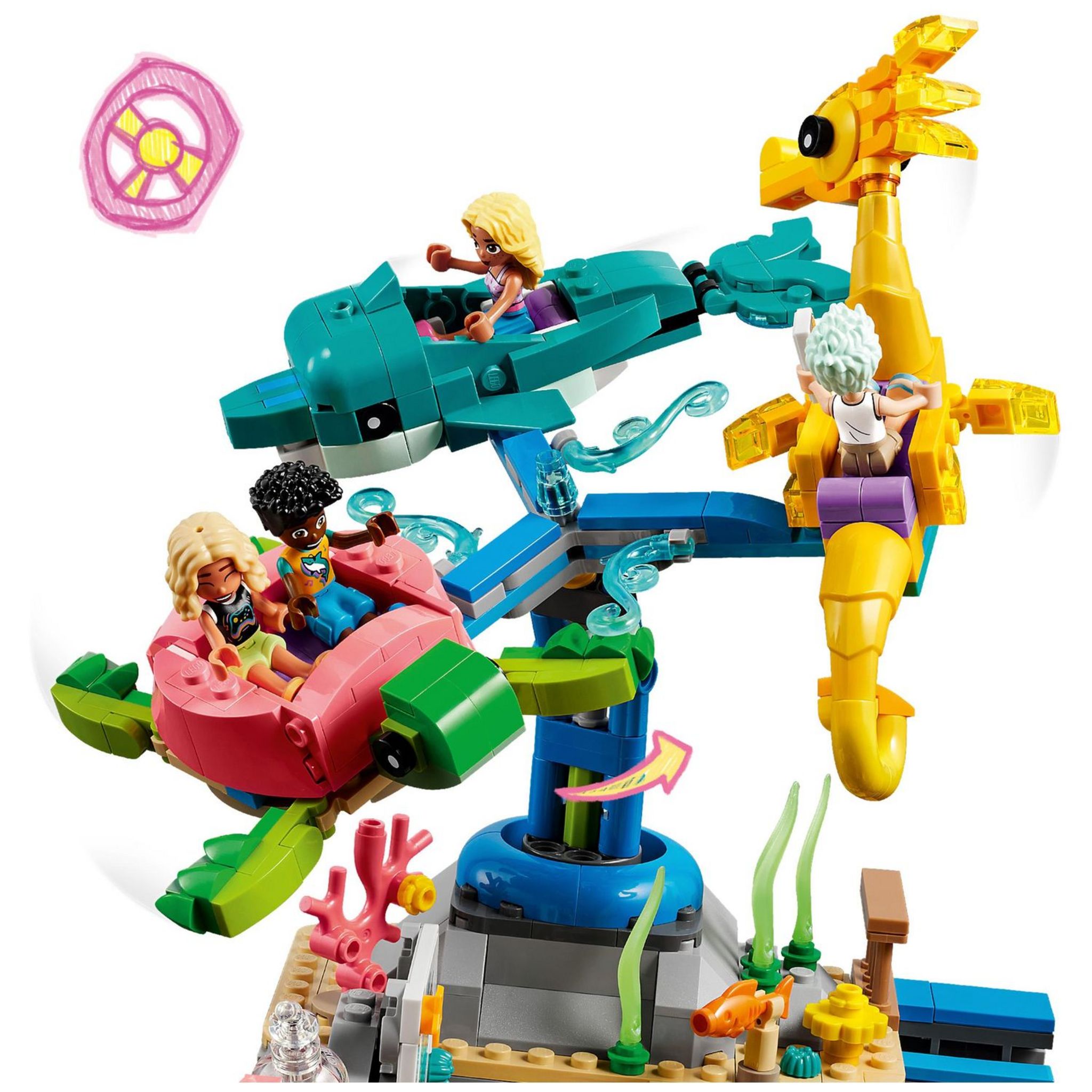 Voir la diapositive 5 : LEGO Friends 41737 - Le Parc d'Attractions à la Plage, Jouet de Construction Avancée, avec Manège et Machine à Vagues et Figurines Dauphin, Tortue, Hippocampe
