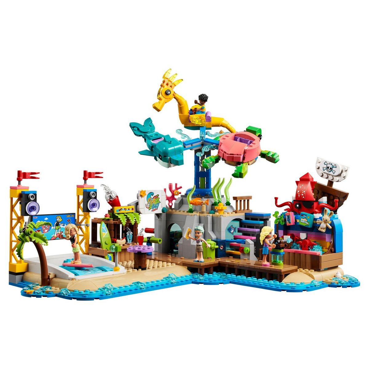 LEGO Friends 41737 - Le Parc d'Attractions à la Plage, Jouet de Construction Avancée, avec Manège et Machine à Vagues et Figurines Dauphin, Tortue, Hippocampe