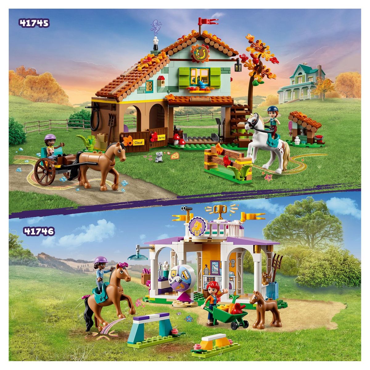 LEGO Friends 41745 - L'Écurie d'Autumn, Jouet avec Chevaux, Carrosse et Accessoires d'Équitation, Animaux de Ferme