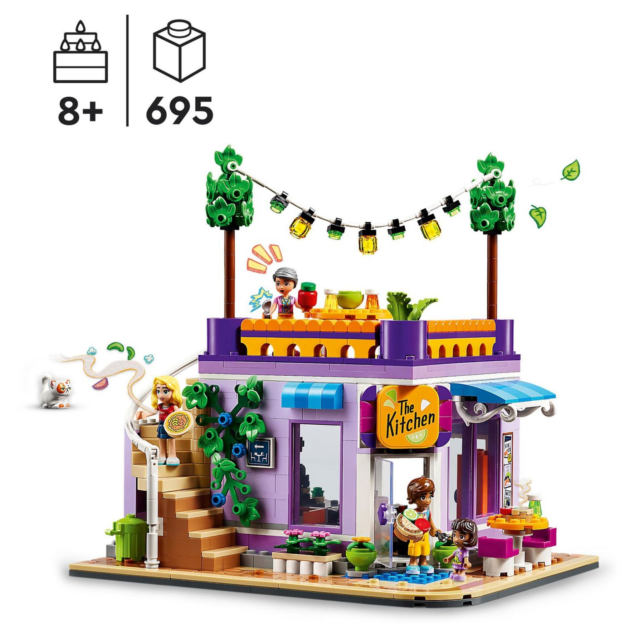 Voir la diapositive 7 : LEGO Friends 41747 - La Cuisine Collective de Heartlake City, Jouet avec Accessoires de Maison, 3 Mini-Poupées plus Figurine Churro le Chat, À Combiner avec le Centre Collectif