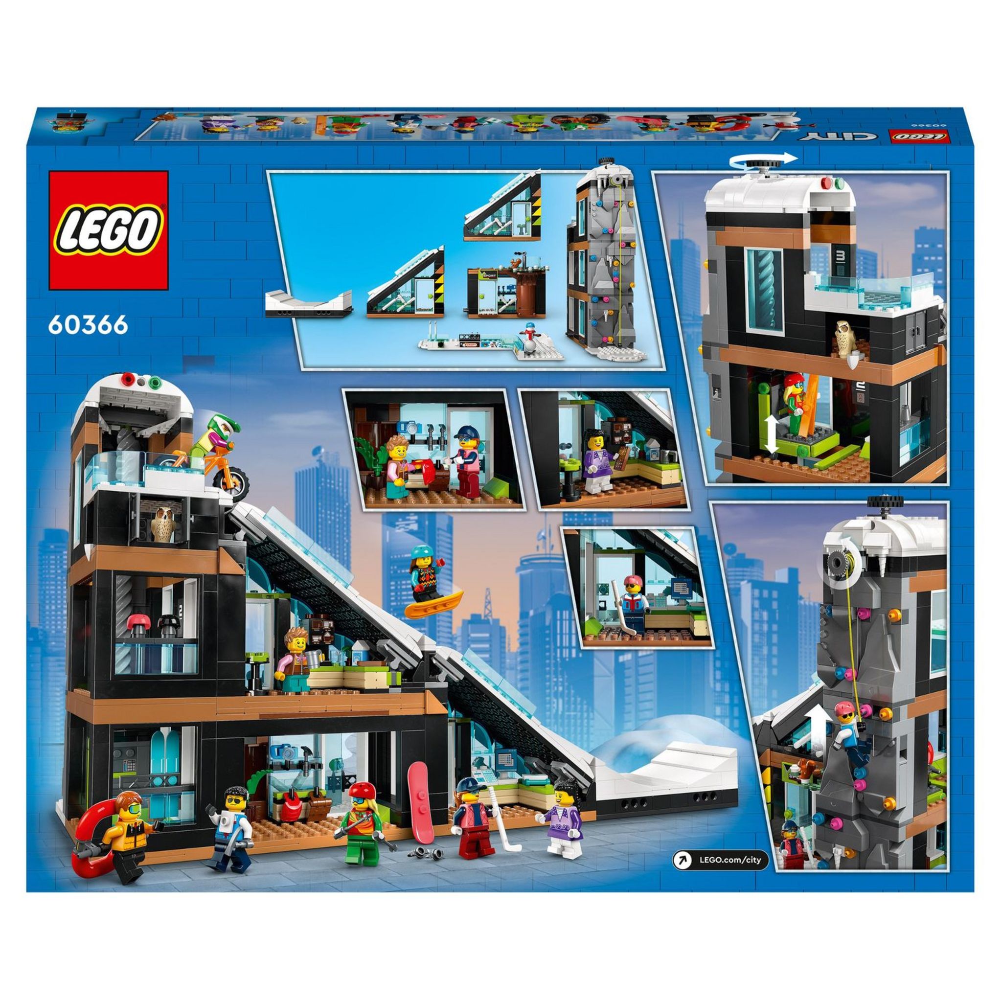 Voir la diapositive 2 : LEGO City 60366 - Le Complexe de Ski et d'Escalade, Jouet de Construction Modulaire à 3 Niveaux avec Magasin d'Hiver, Café, Remontée Mécanique et 8 Minifigurines