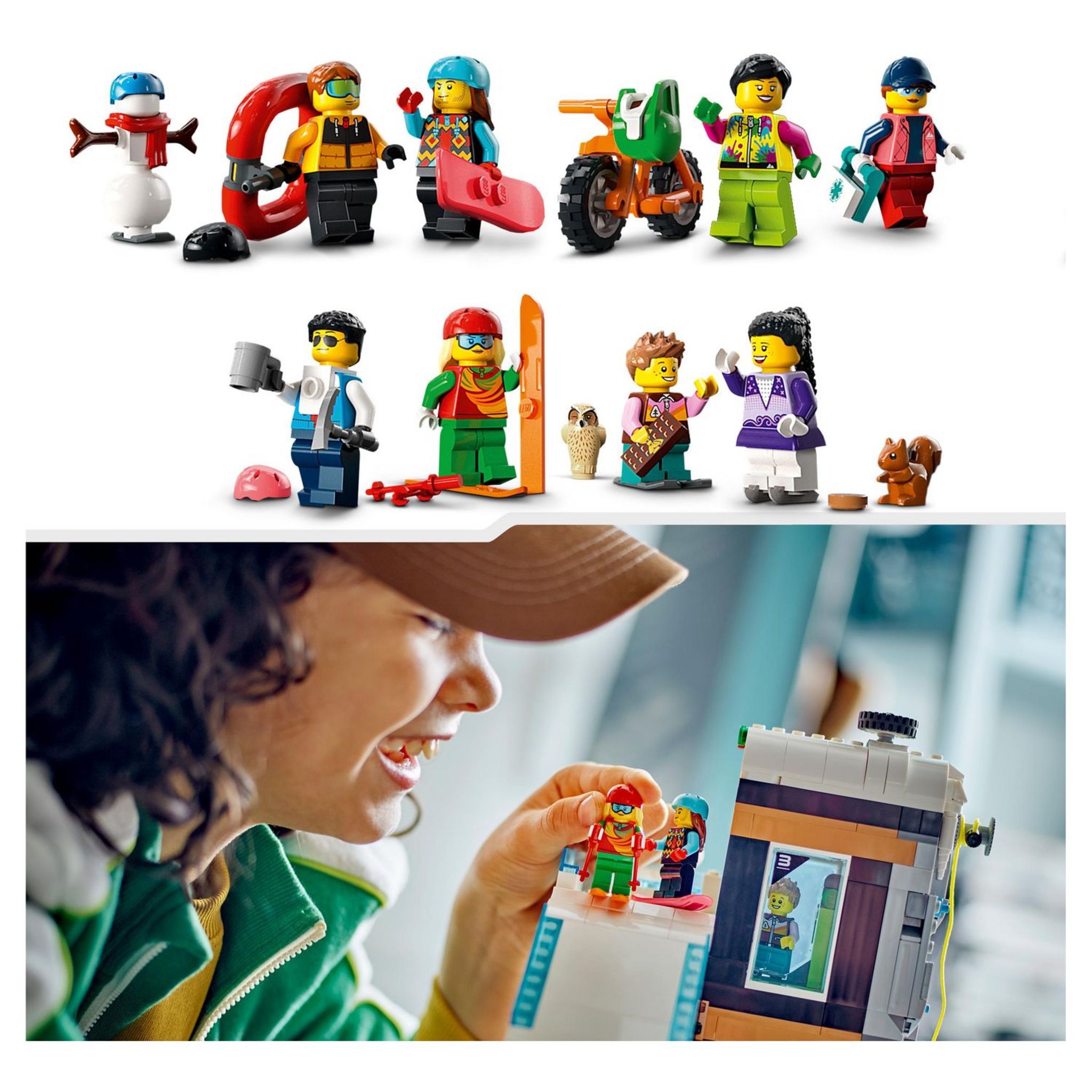 Voir la diapositive 4 : LEGO City 60366 - Le Complexe de Ski et d'Escalade, Jouet de Construction Modulaire à 3 Niveaux avec Magasin d'Hiver, Café, Remontée Mécanique et 8 Minifigurines