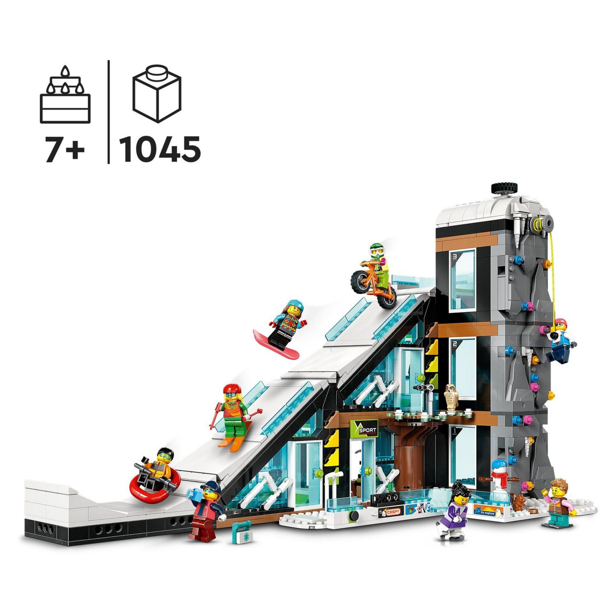 Voir la diapositive 7 : LEGO City 60366 - Le Complexe de Ski et d'Escalade, Jouet de Construction Modulaire à 3 Niveaux avec Magasin d'Hiver, Café, Remontée Mécanique et 8 Minifigurines