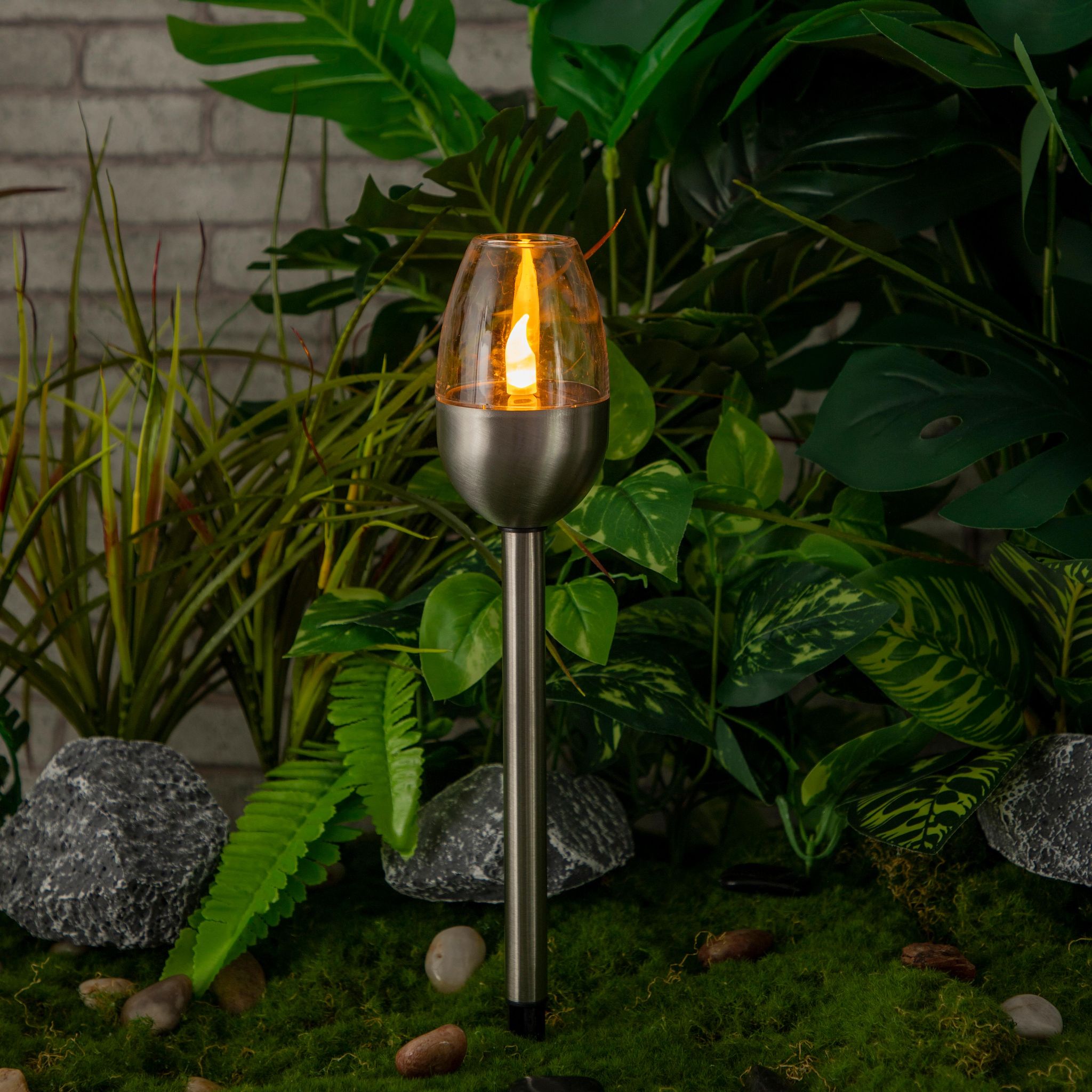 GARDENSTAR Borne solaire inox h39 cm