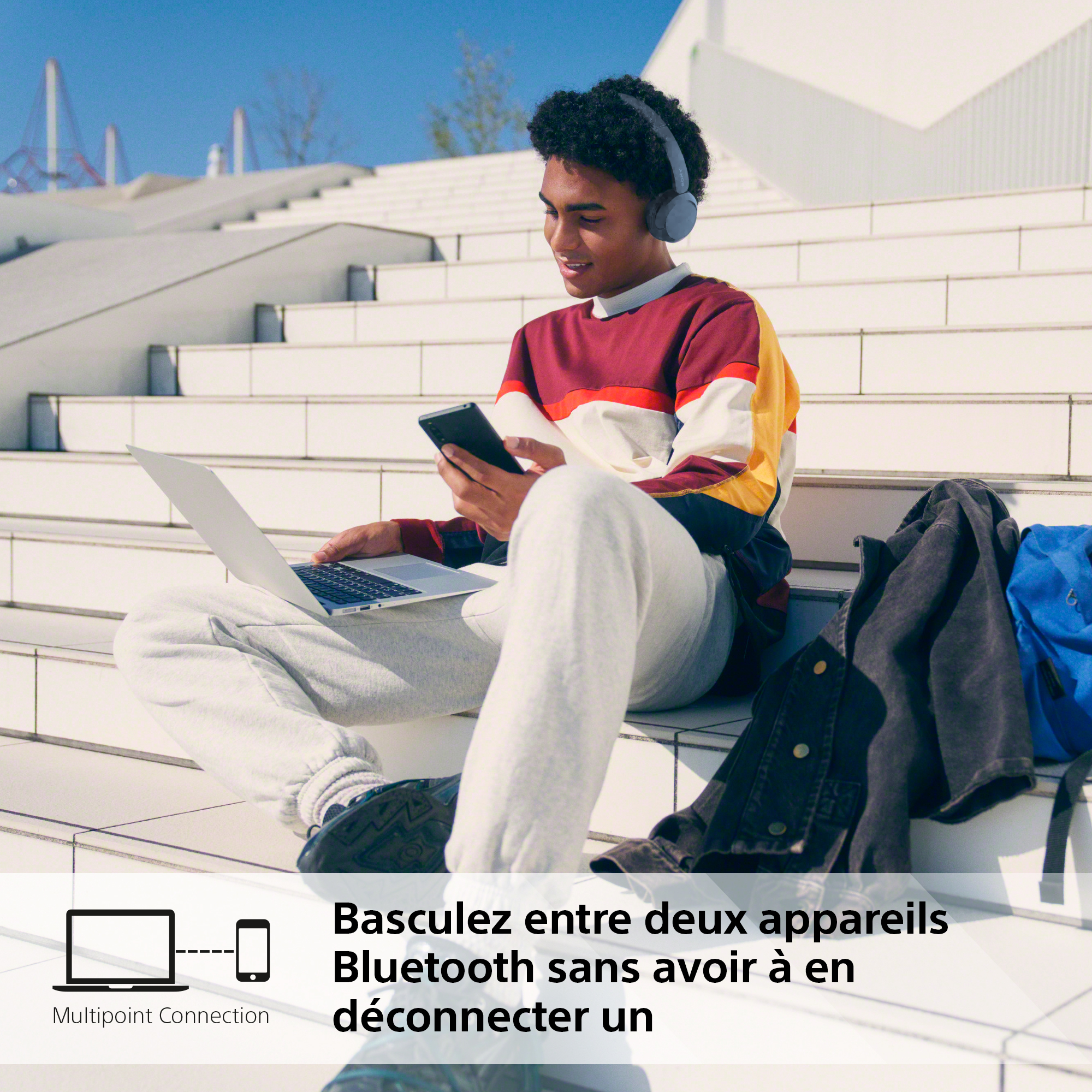 Voir la diapositive 5 : SONY Casque WH CH520 - Bleu