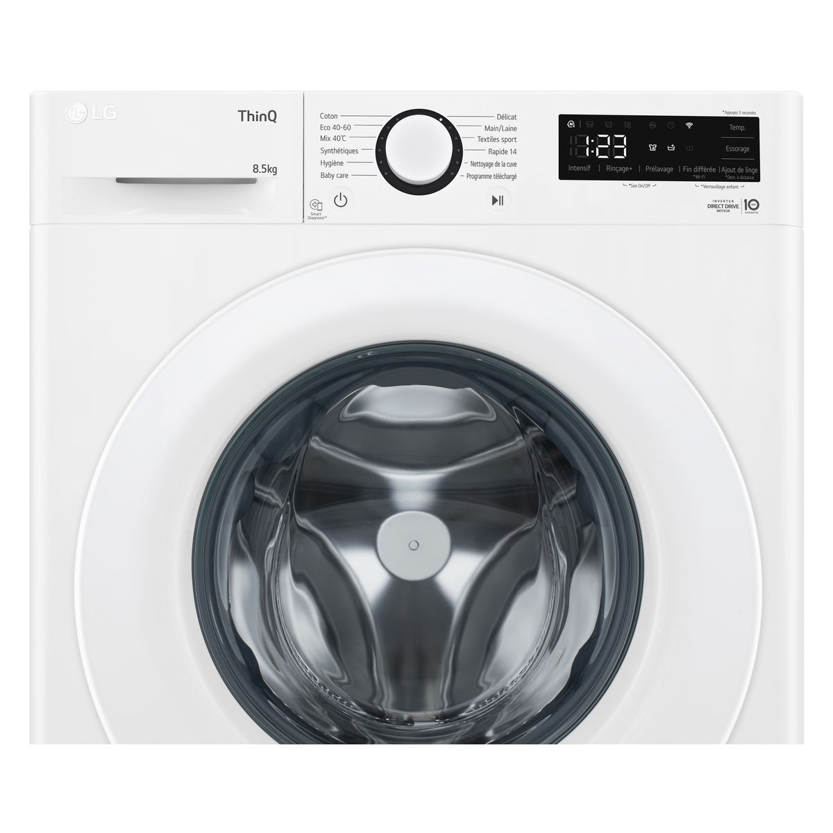 LG Lave linge hublot à induction F82AV33WH, 8.5 Kg, 1200 T/min, A