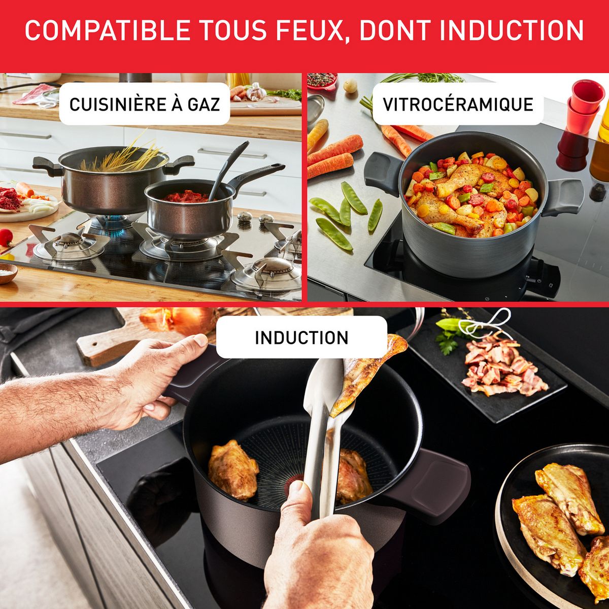 TEFAL Casserole 16cm tous feux dont induction RECYCOOK