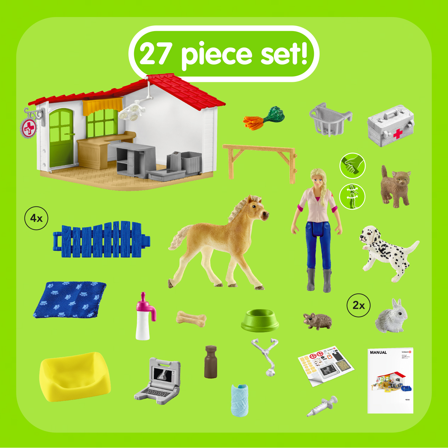 Voir la diapositive 3 : SCHLEICH Cabinet vétérinaire avec animaux