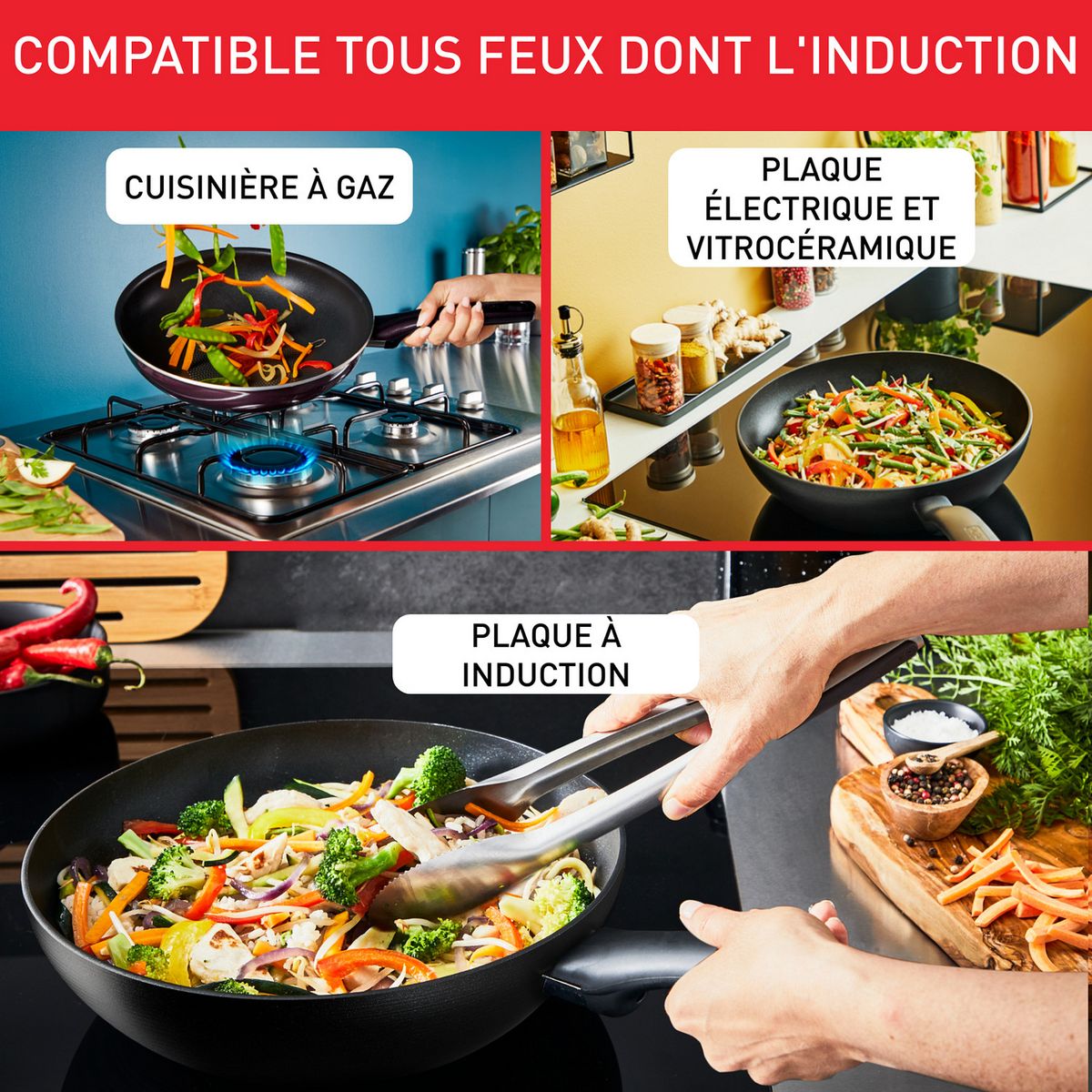 TEFAL Wok 28cm tous feux dont induction RECYCOOK