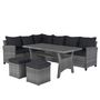 Voir la diapositive 2 : GARDENSTAR Salon de jardin - 6 places - Acier et revêtement tressé - Gris
