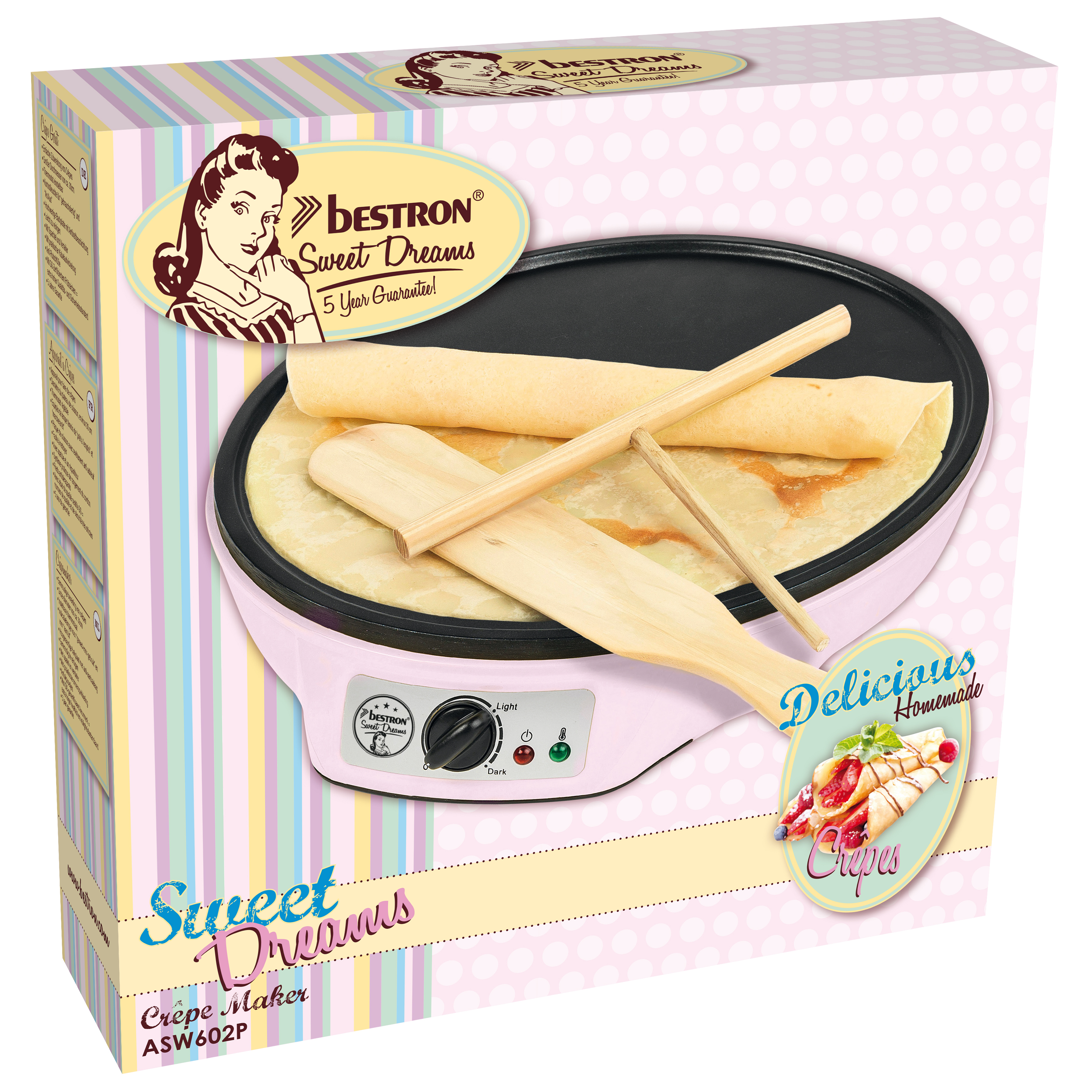 Voir la diapositive 3 : BESTRON Crêpière ASW602P - Rose
