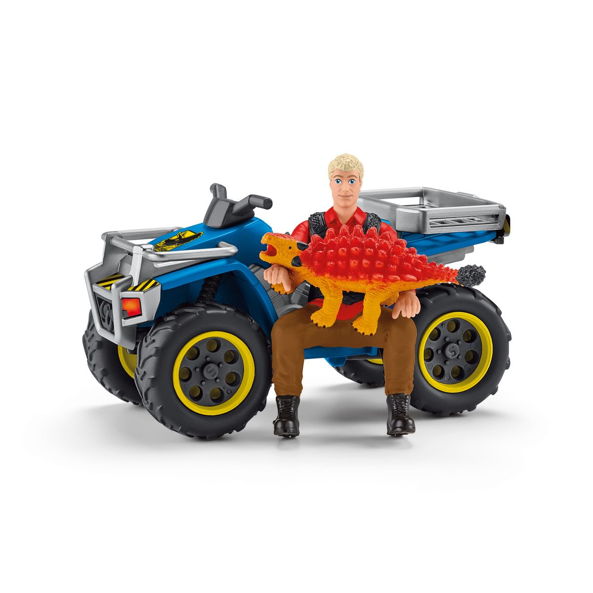 SCHLEICH Fuite sur quad face au vélociraptor