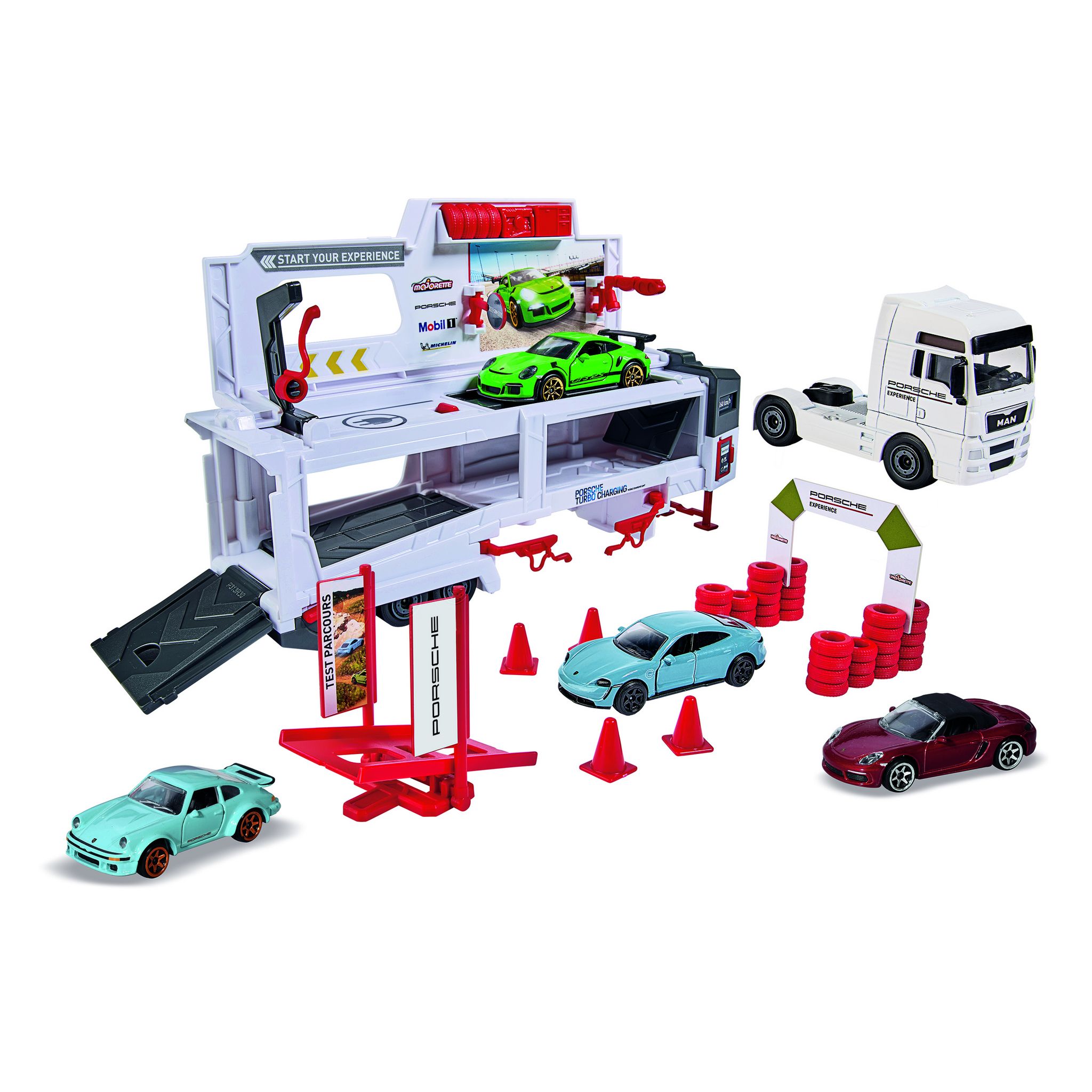 Voir la diapositive 3 : SMOBY Véhicule Porsche Truck Experience +4 véhicules Majorette